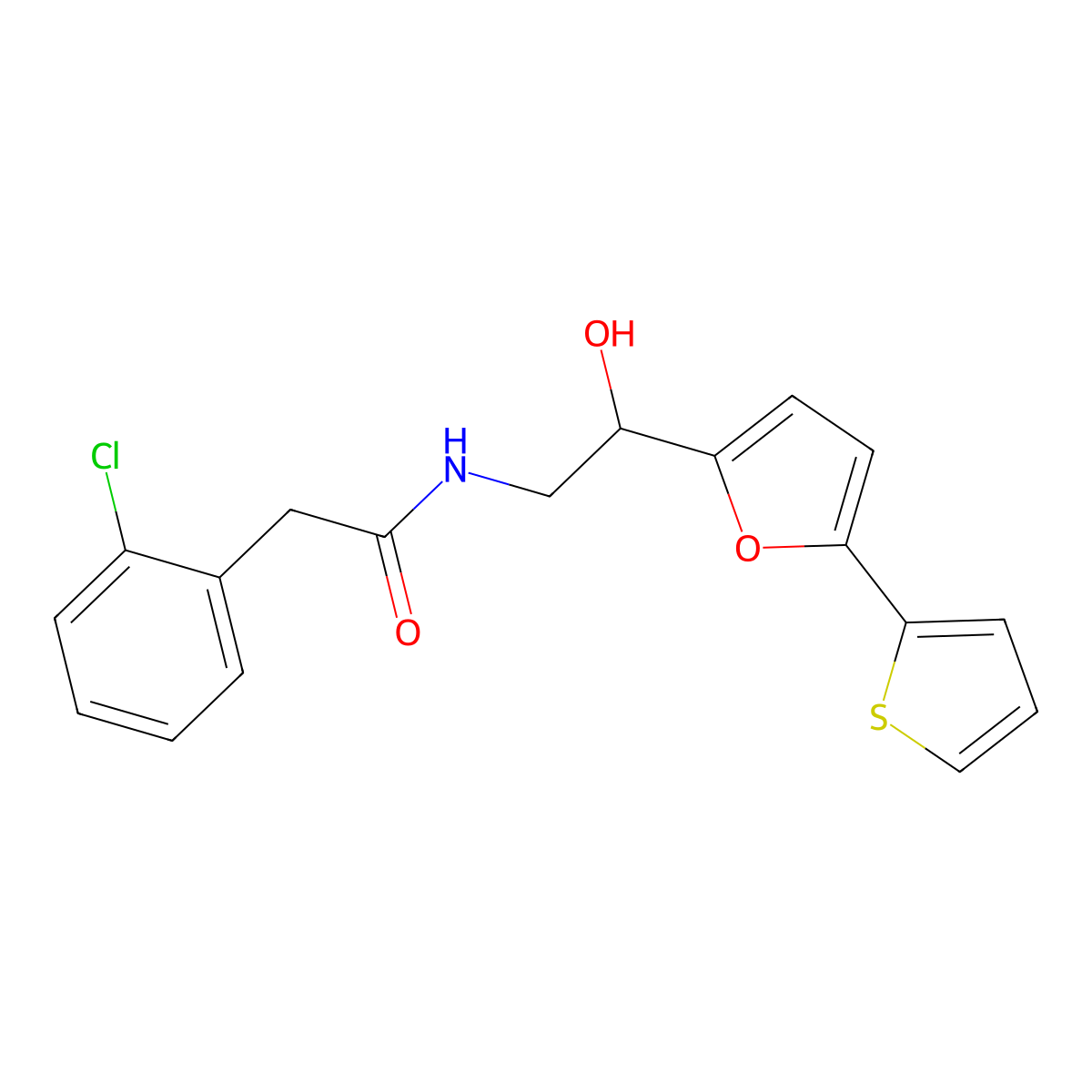 2-(2-chlorophenyl)-N-{2-hydroxy-2-[5-(thiophen-2-yl)furan-2-yl]ethyl}acetamide molecular structure, CAS 2415601-09-9