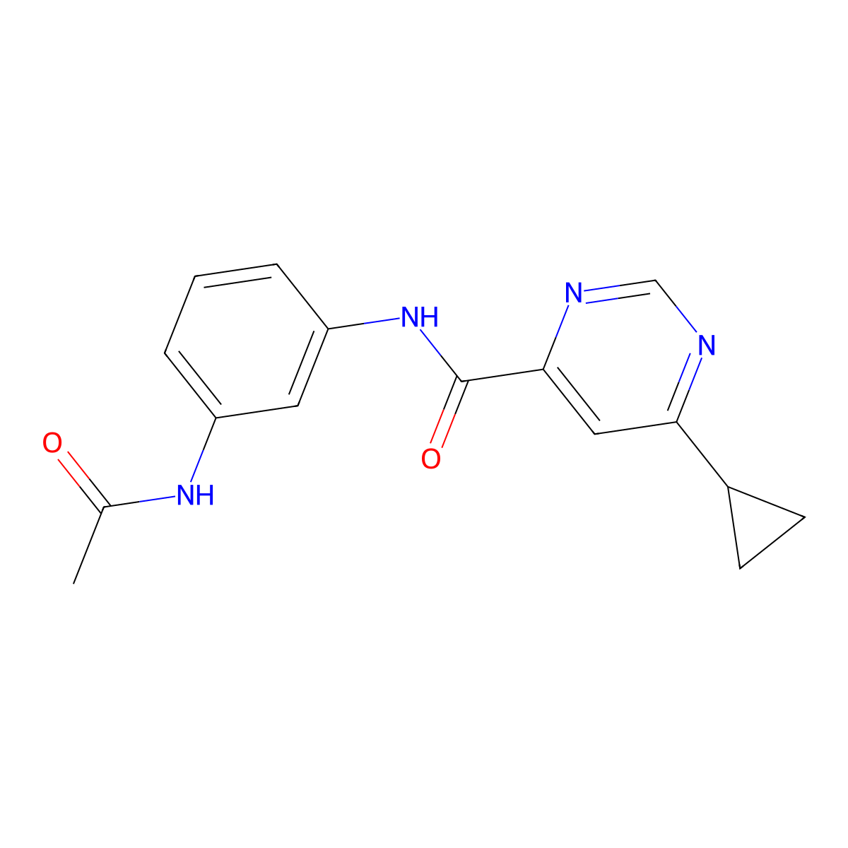 6-cyclopropyl-N-(3-acetamidophenyl)pyrimidine-4-carboxamide molecular structure, CAS 2415601-13-5