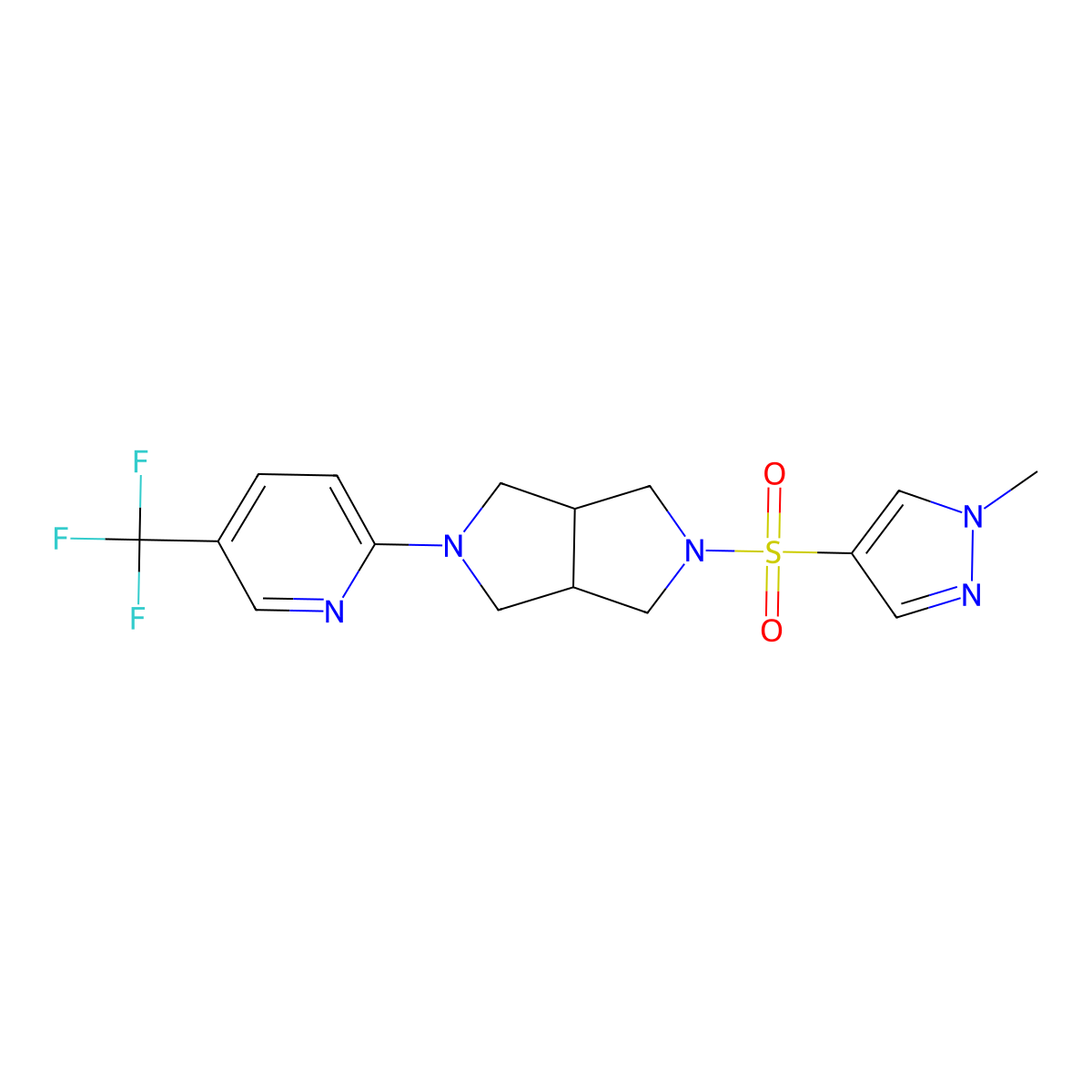 2-{5-[(1-methyl-1H-pyrazol-4-yl)sulfonyl]-octahydropyrrolo[3,4-c]pyrrol-2-yl}-5-(trifluoromethyl)pyridine molecular structure, CAS 2415601-14-6
