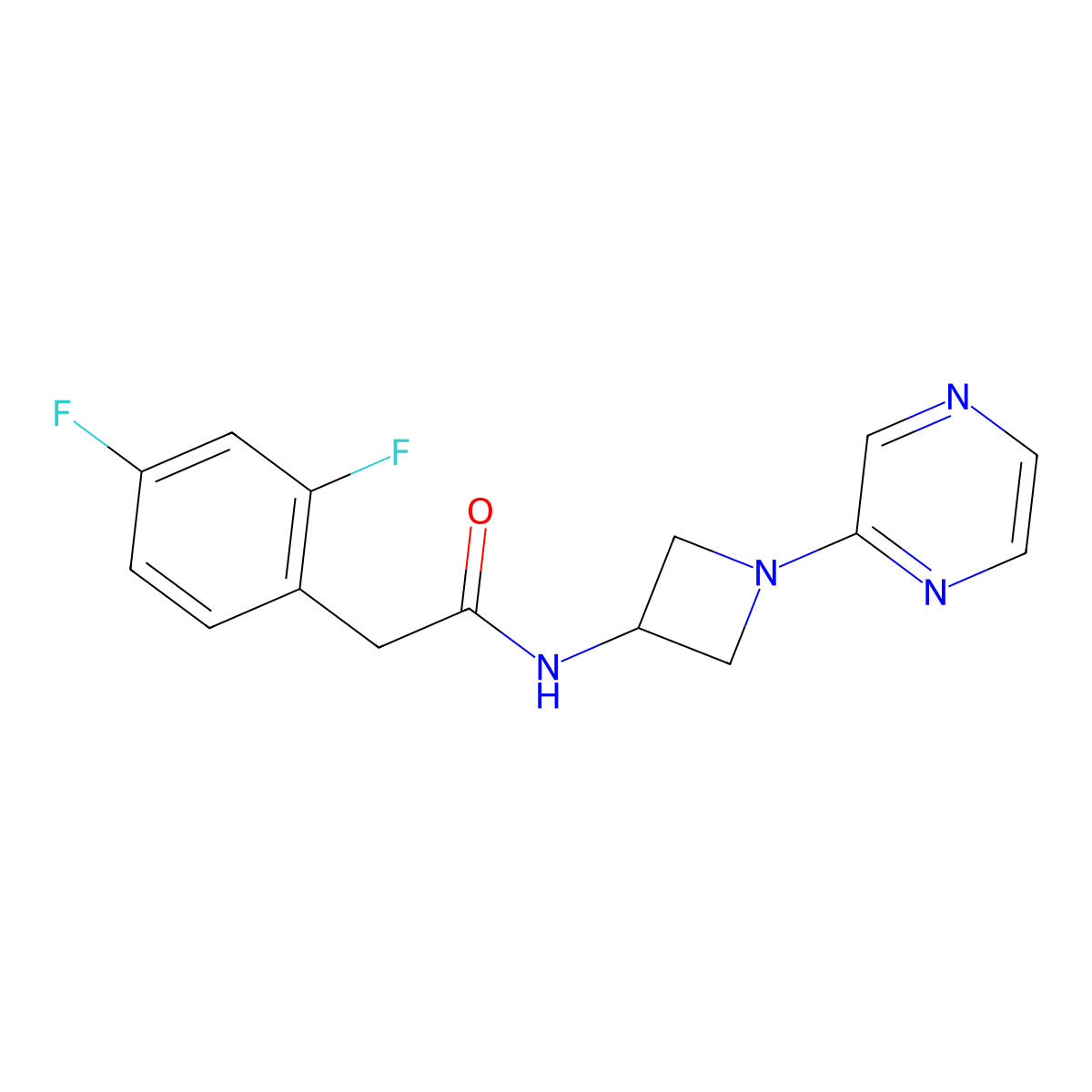 2-(2,4-difluorophenyl)-N-[1-(pyrazin-2-yl)azetidin-3-yl]acetamide molecular structure, CAS 2415601-15-7