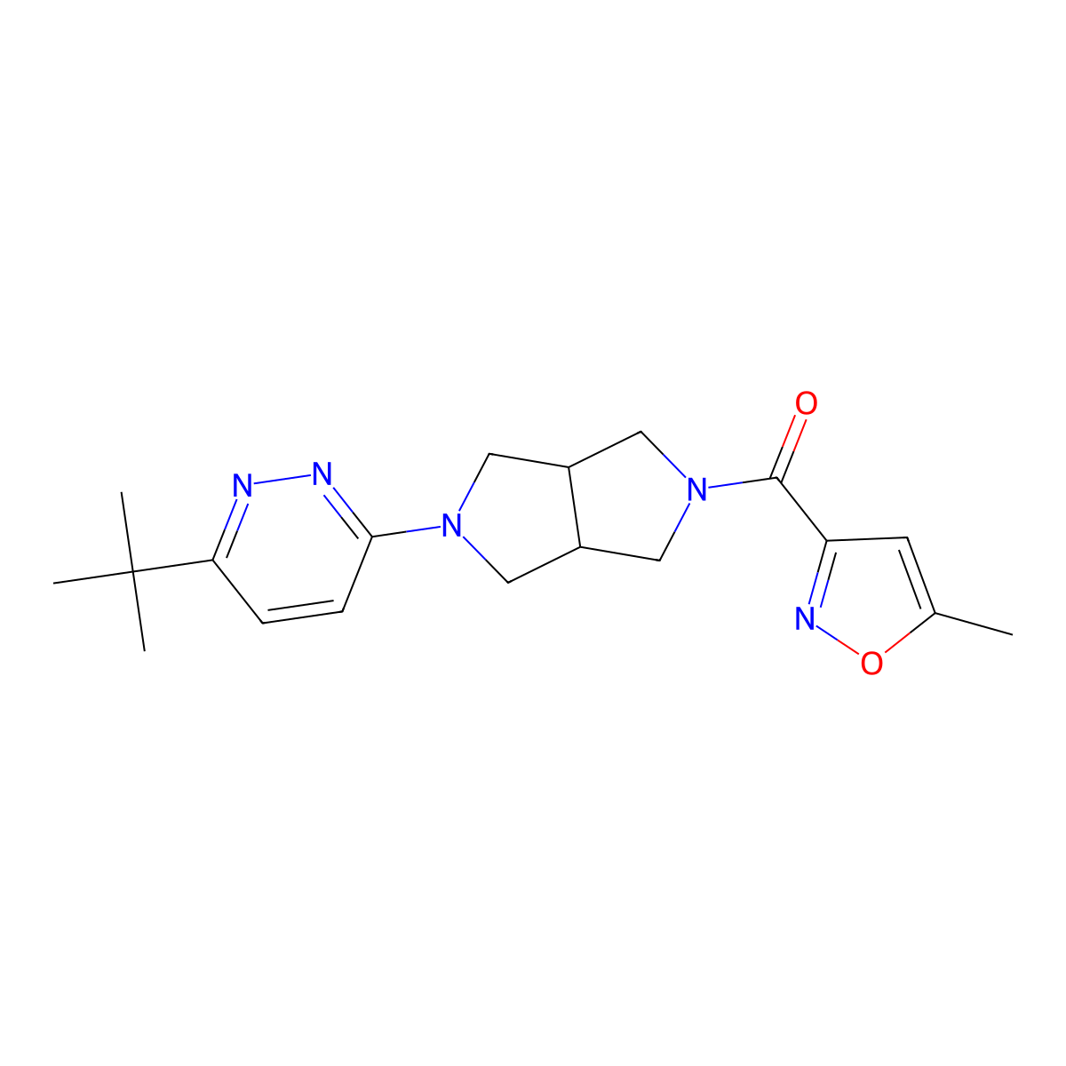 3-Tert-butyl-6-[5-(5-methyl-1,2-oxazole-3-carbonyl)-octahydropyrrolo[3,4-c]pyrrol-2-yl]pyridazine molecular structure, CAS 2415601-19-1