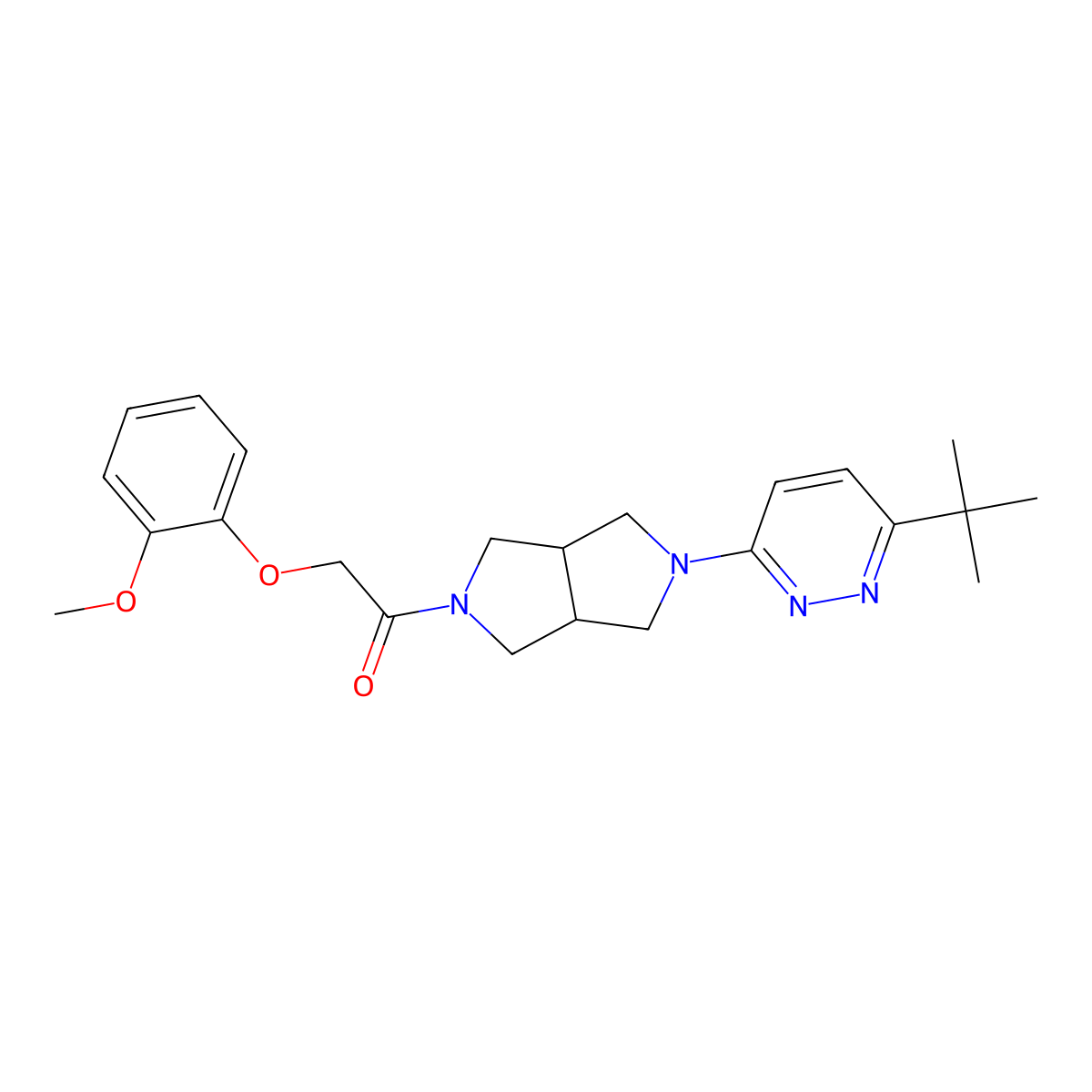 1-[5-(6-Tert-butylpyridazin-3-yl)-octahydropyrrolo[3,4-c]pyrrol-2-yl]-2-(2-methoxyphenoxy)ethan-1-one molecular structure, CAS 2415601-24-8