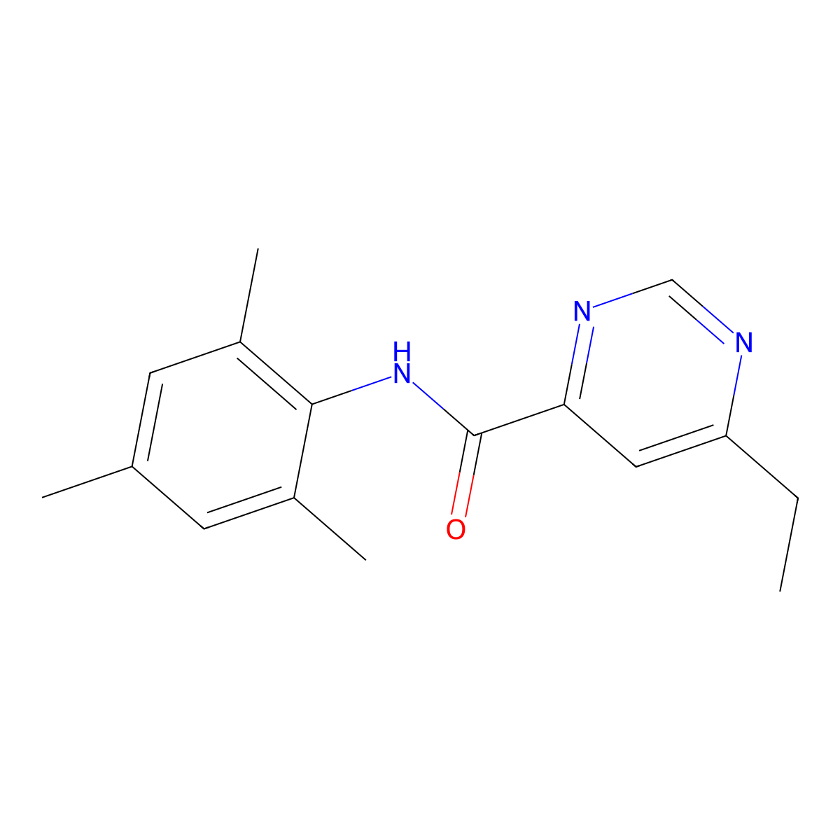 6-Ethyl-N-(2,4,6-trimethylphenyl)pyrimidine-4-carboxamide molecular structure, CAS 2415601-29-3