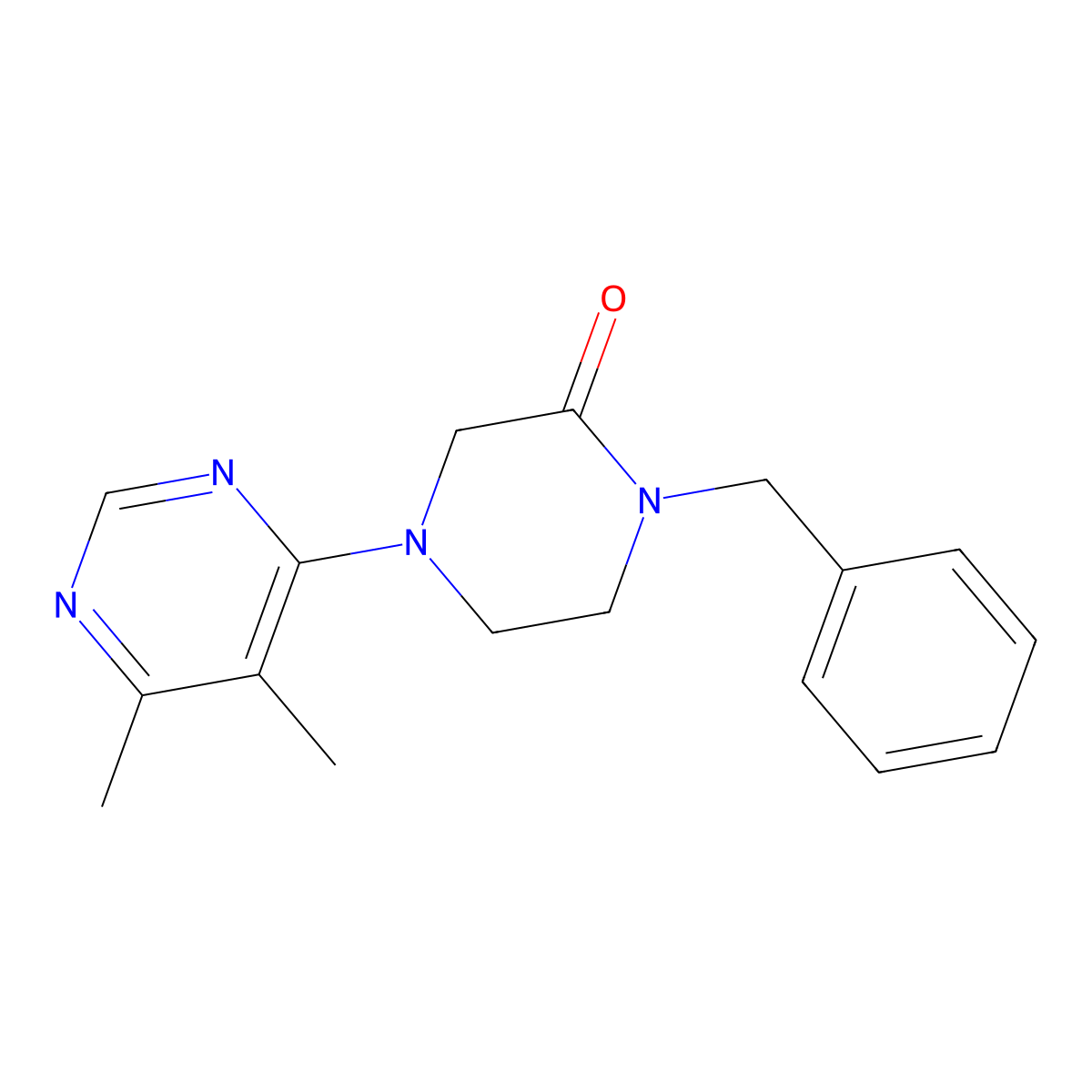 1-Benzyl-4-(5,6-dimethylpyrimidin-4-yl)piperazin-2-one molecular structure, CAS 2415601-39-5