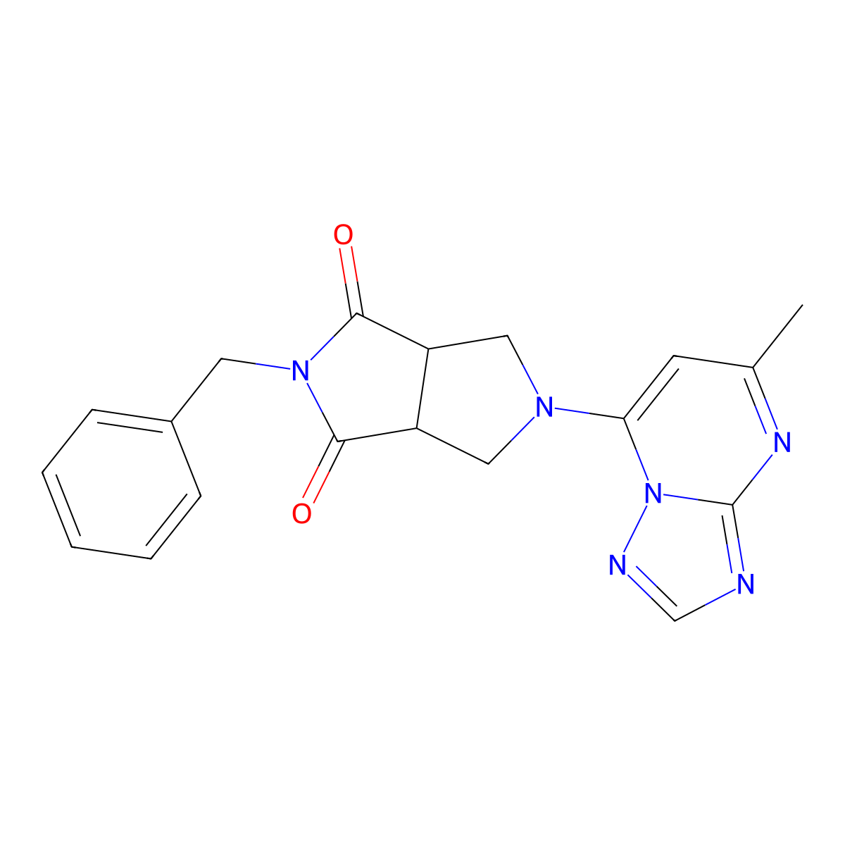 2-Benzyl-5-{5-methyl-[1,2,4]triazolo[1,5-a]pyrimidin-7-yl}-octahydropyrrolo[3,4-c]pyrrole-1,3-dione molecular structure, CAS 2415601-42-0