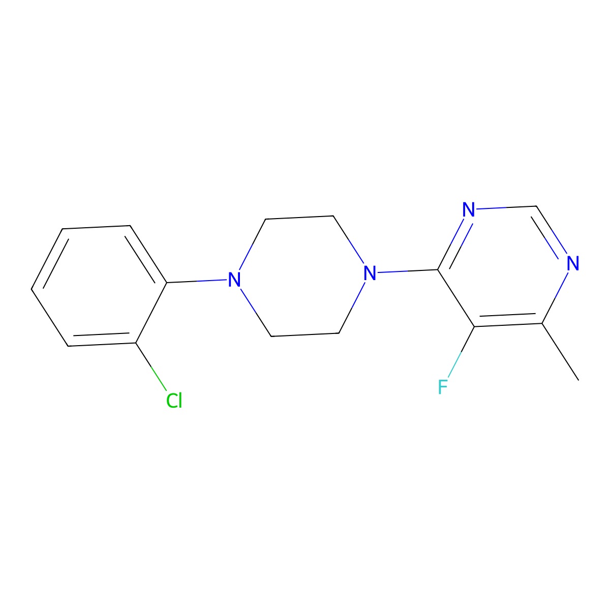 4-[4-(2-Chlorophenyl)piperazin-1-yl]-5-fluoro-6-methylpyrimidine molecular structure, CAS 2415601-44-2