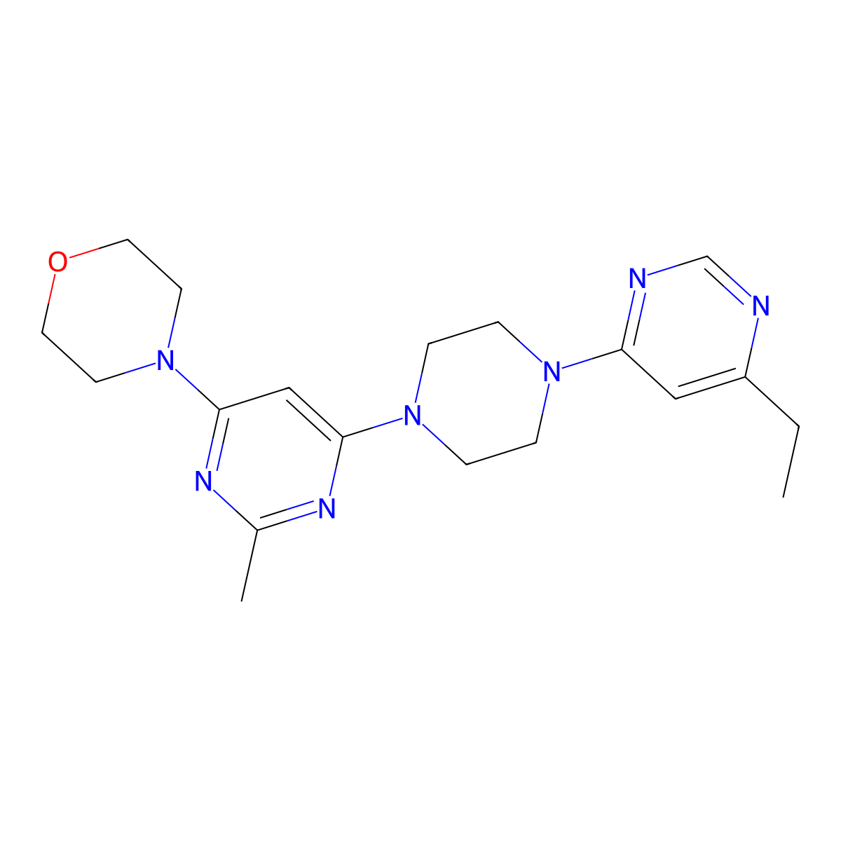 4-{6-[4-(6-Ethylpyrimidin-4-yl)piperazin-1-yl]-2-methylpyrimidin-4-yl}morpholine molecular structure, CAS 2415601-49-7