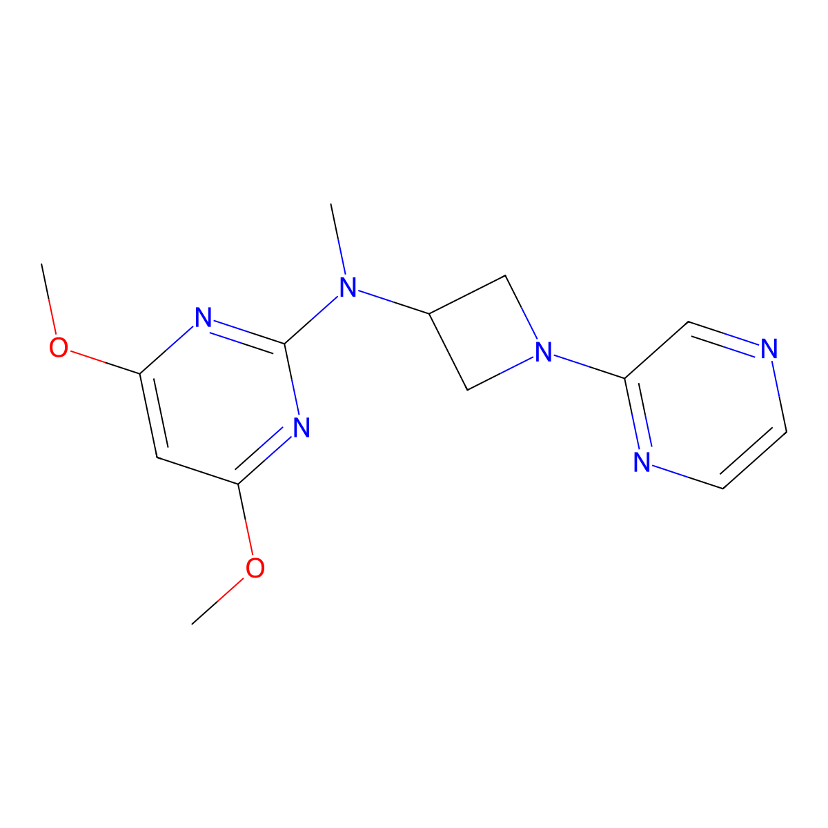 4,6-dimethoxy-N-methyl-N-[1-(pyrazin-2-yl)azetidin-3-yl]pyrimidin-2-amine molecular structure, CAS 2415601-56-6