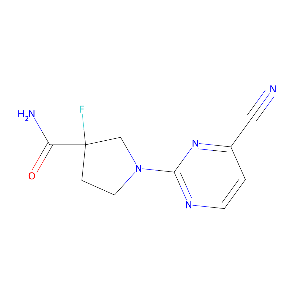 1-(4-Cyanopyrimidin-2-yl)-3-fluoropyrrolidine-3-carboxamide molecular structure, CAS 2415601-58-8