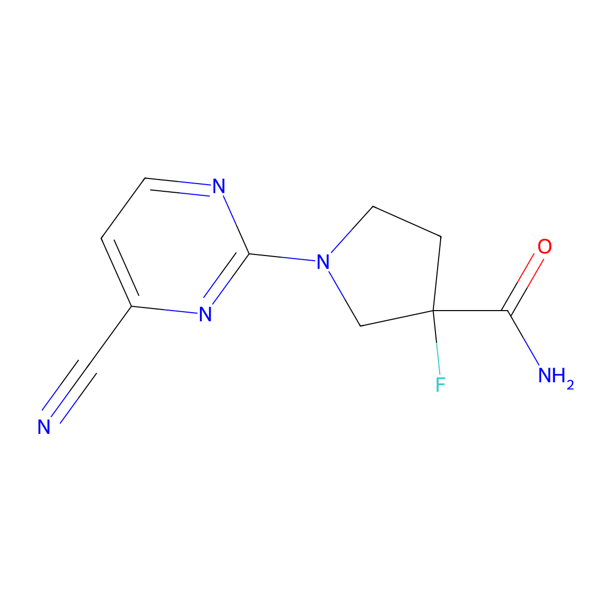 1-(4-Cyanopyrimidin-2-yl)-3-fluoropyrrolidine-3-carboxamide molecular structure, CAS 2415601-58-8