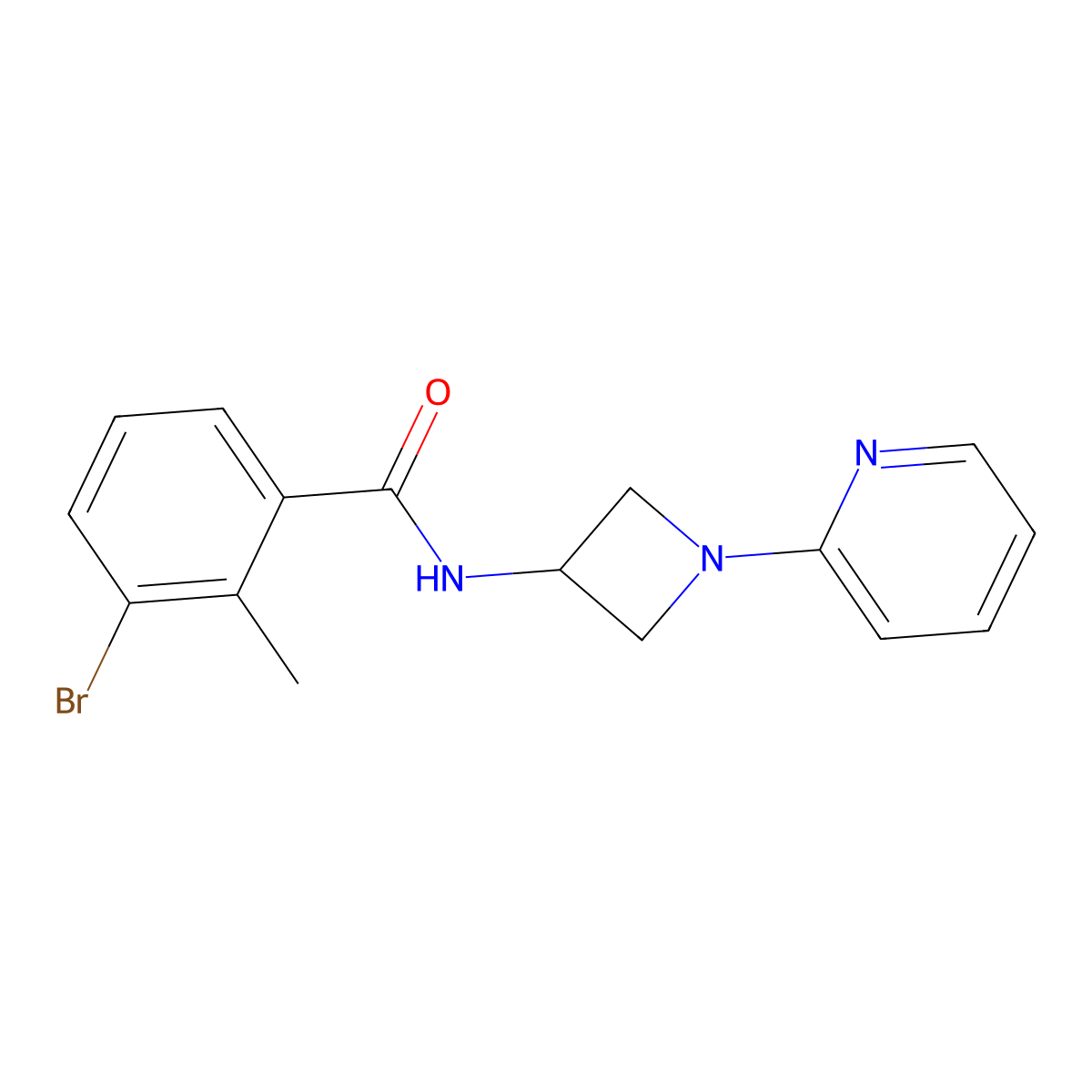 3-bromo-2-methyl-N-[1-(pyridin-2-yl)azetidin-3-yl]benzamide molecular structure, CAS 2415601-59-9