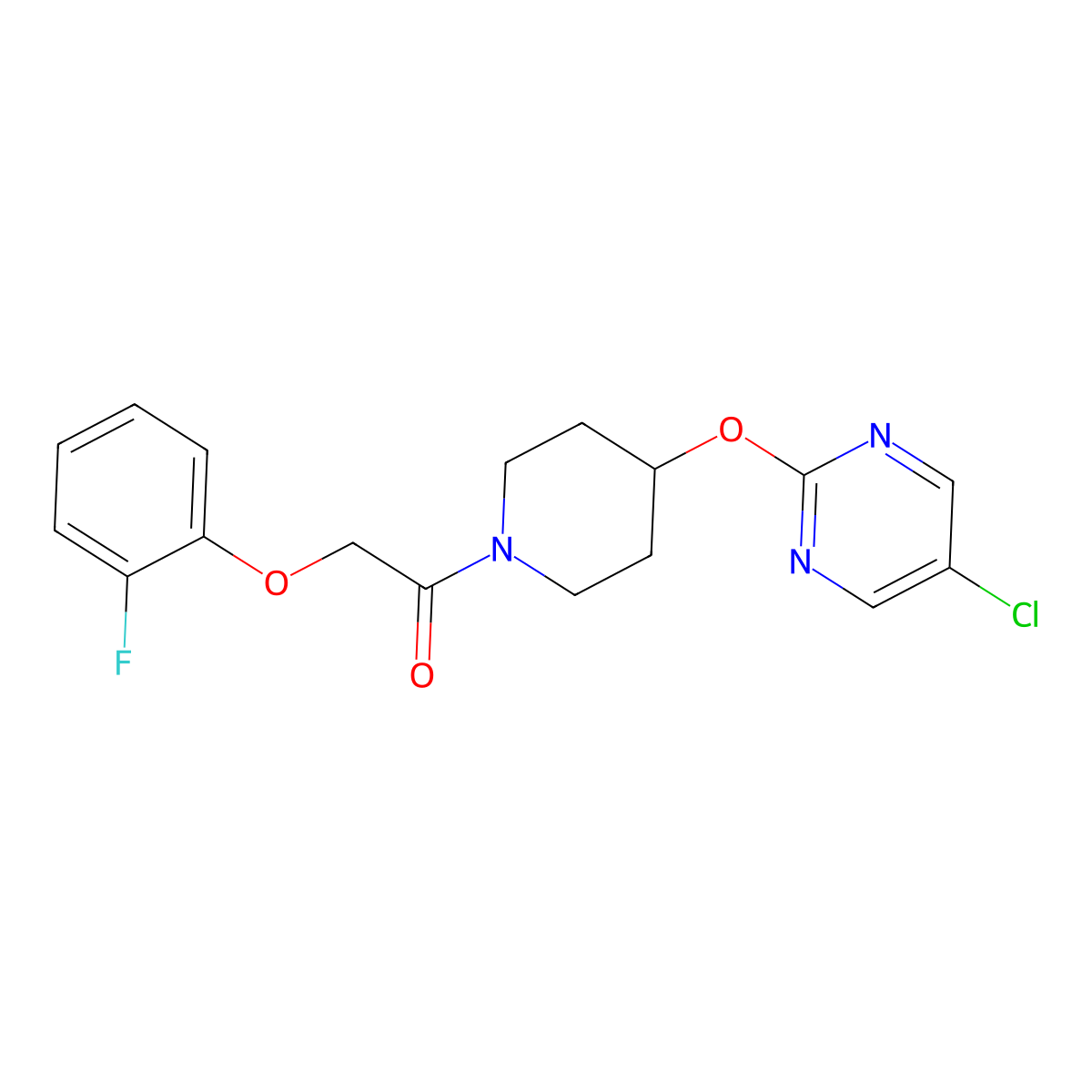 1-{4-[(5-Chloropyrimidin-2-yl)oxy]piperidin-1-yl}-2-(2-fluorophenoxy)ethan-1-one molecular structure, CAS 2415601-65-7