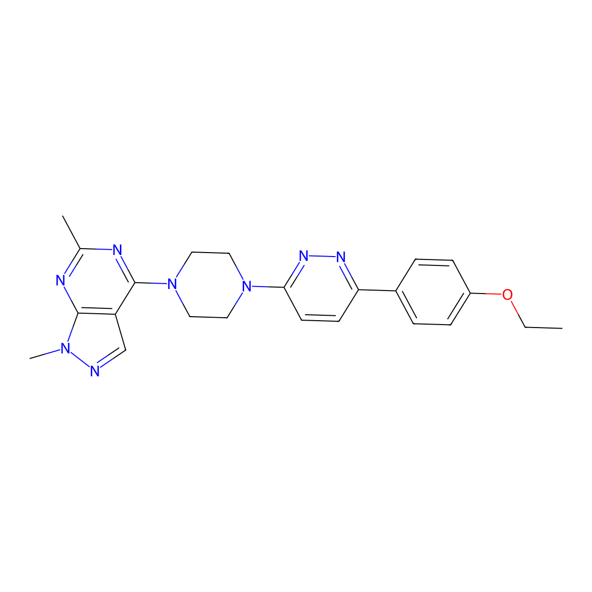 3-(4-{1,6-dimethyl-1H-pyrazolo[3,4-d]pyrimidin-4-yl}piperazin-1-yl)-6-(4-ethoxyphenyl)pyridazine molecular structure, CAS 2415601-66-8