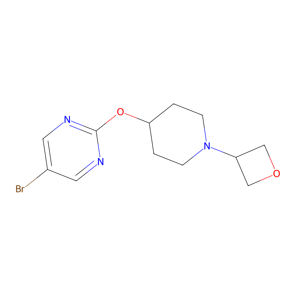 5-Bromo-2-{[1-(oxetan-3-yl)piperidin-4-yl]oxy}pyrimidine molecular structure, CAS 2415601-68-0