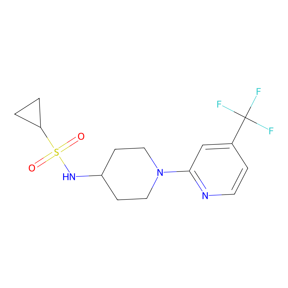 N-{1-[4-(trifluoromethyl)pyridin-2-yl]piperidin-4-yl}cyclopropanesulfonamide molecular structure, CAS 2415601-69-1