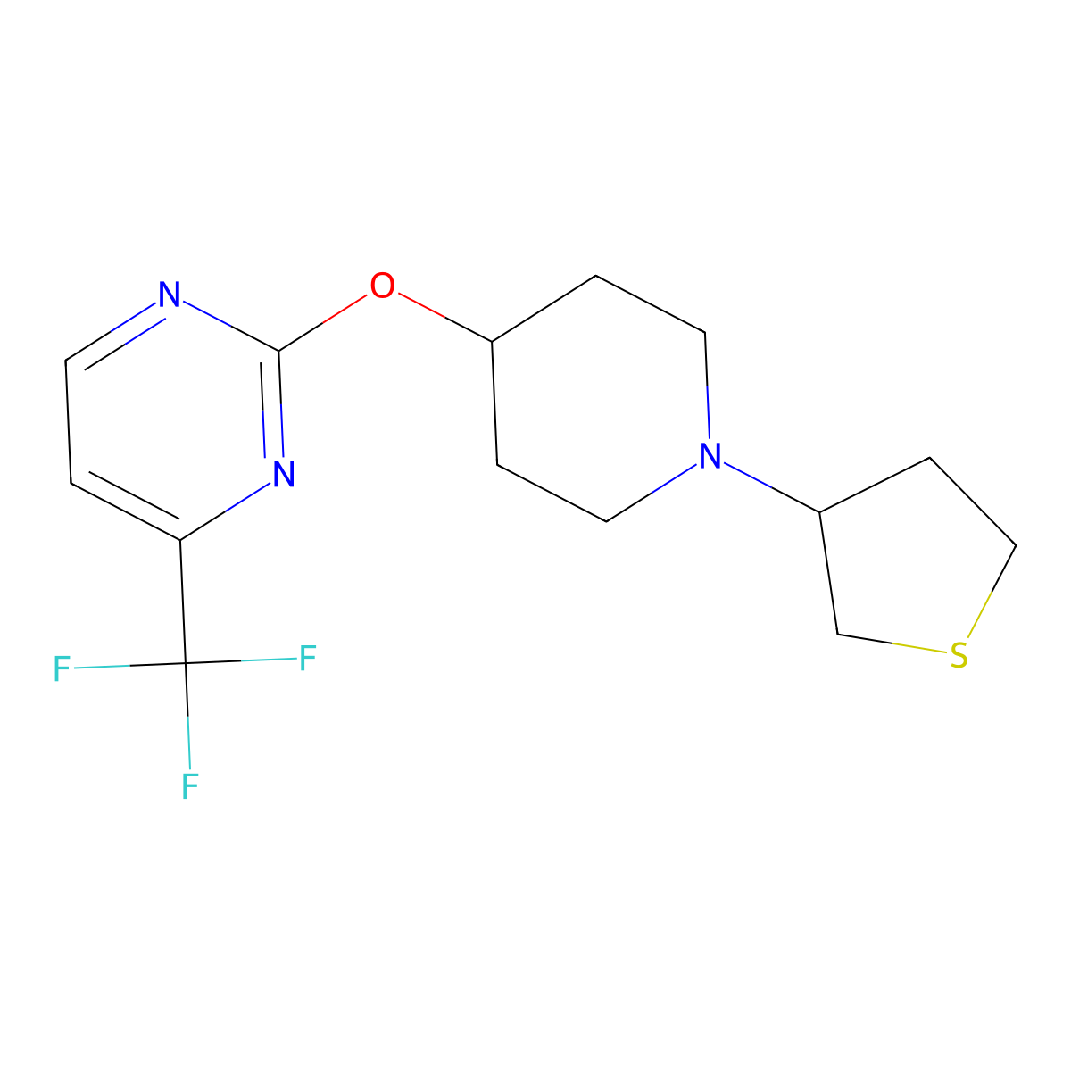 2-{[1-(Thiolan-3-yl)piperidin-4-yl]oxy}-4-(trifluoromethyl)pyrimidine molecular structure, CAS 2415601-73-7