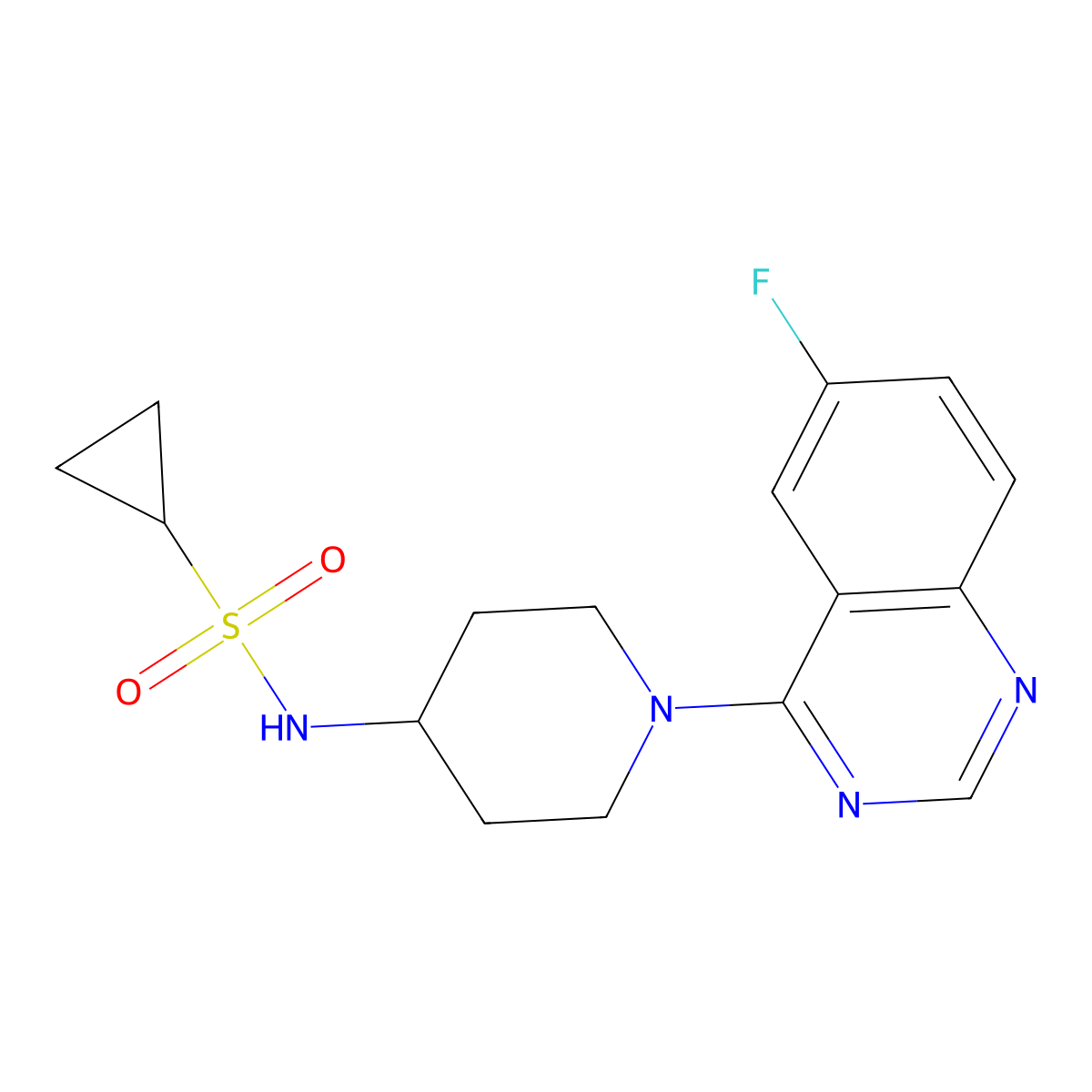 N-[1-(6-Fluoroquinazolin-4-yl)piperidin-4-yl]cyclopropanesulfonamide molecular structure, CAS 2415601-75-9
