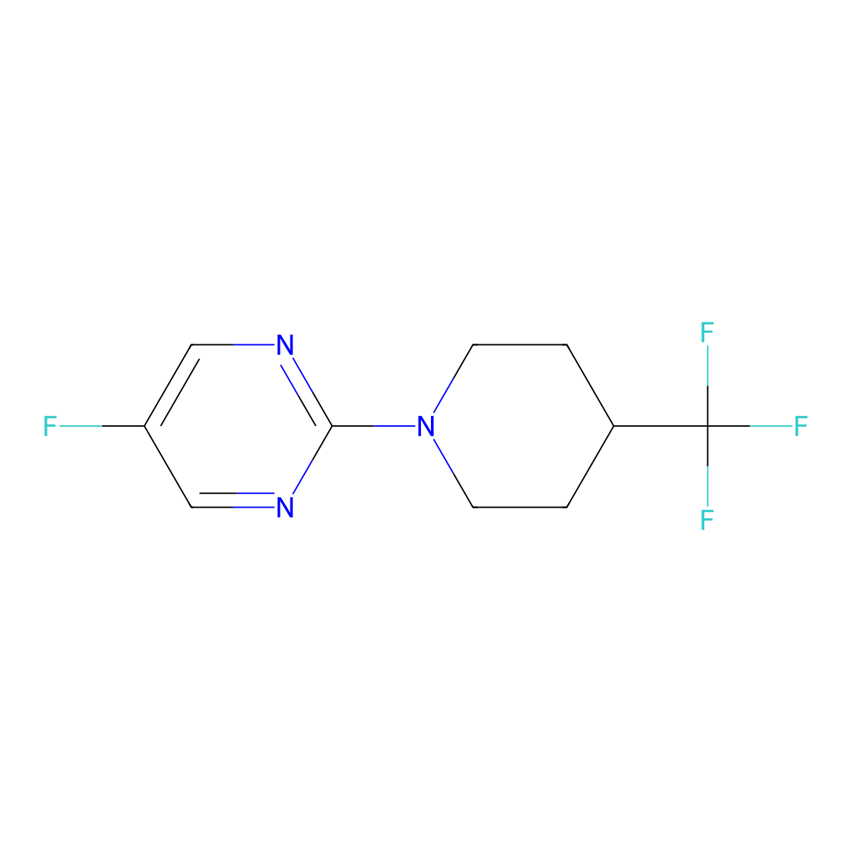 5-Fluoro-2-[4-(trifluoromethyl)piperidin-1-yl]pyrimidine molecular structure, CAS 2415601-78-2
