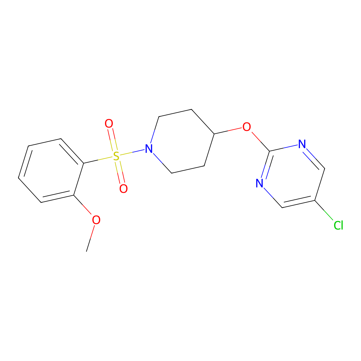 5-Chloro-2-{[1-(2-methoxybenzenesulfonyl)piperidin-4-yl]oxy}pyrimidine molecular structure, CAS 2415601-85-1