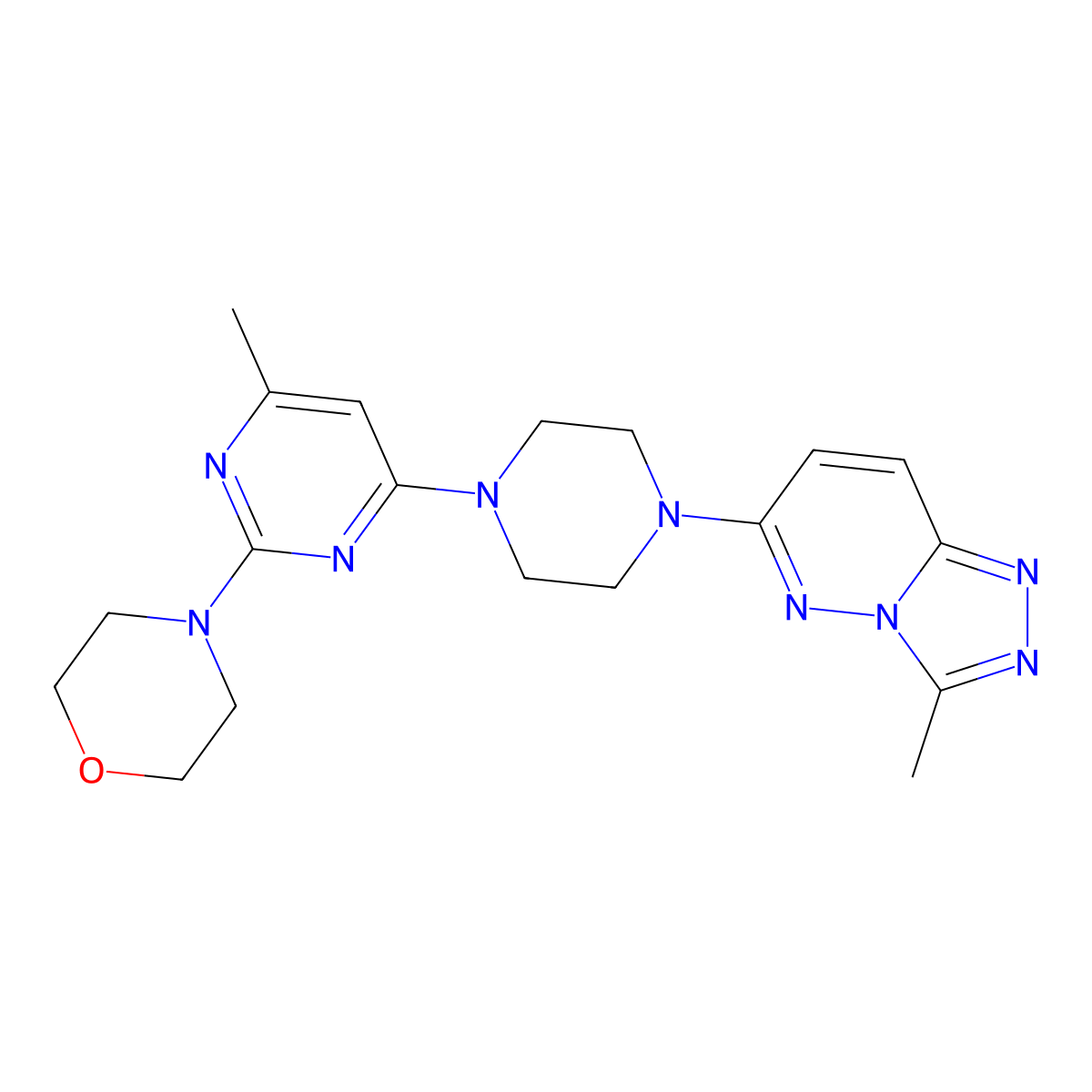4-[4-Methyl-6-(4-{3-methyl-[1,2,4]triazolo[4,3-b]pyridazin-6-yl}piperazin-1-yl)pyrimidin-2-yl]morpholine molecular structure, CAS 2415601-99-7