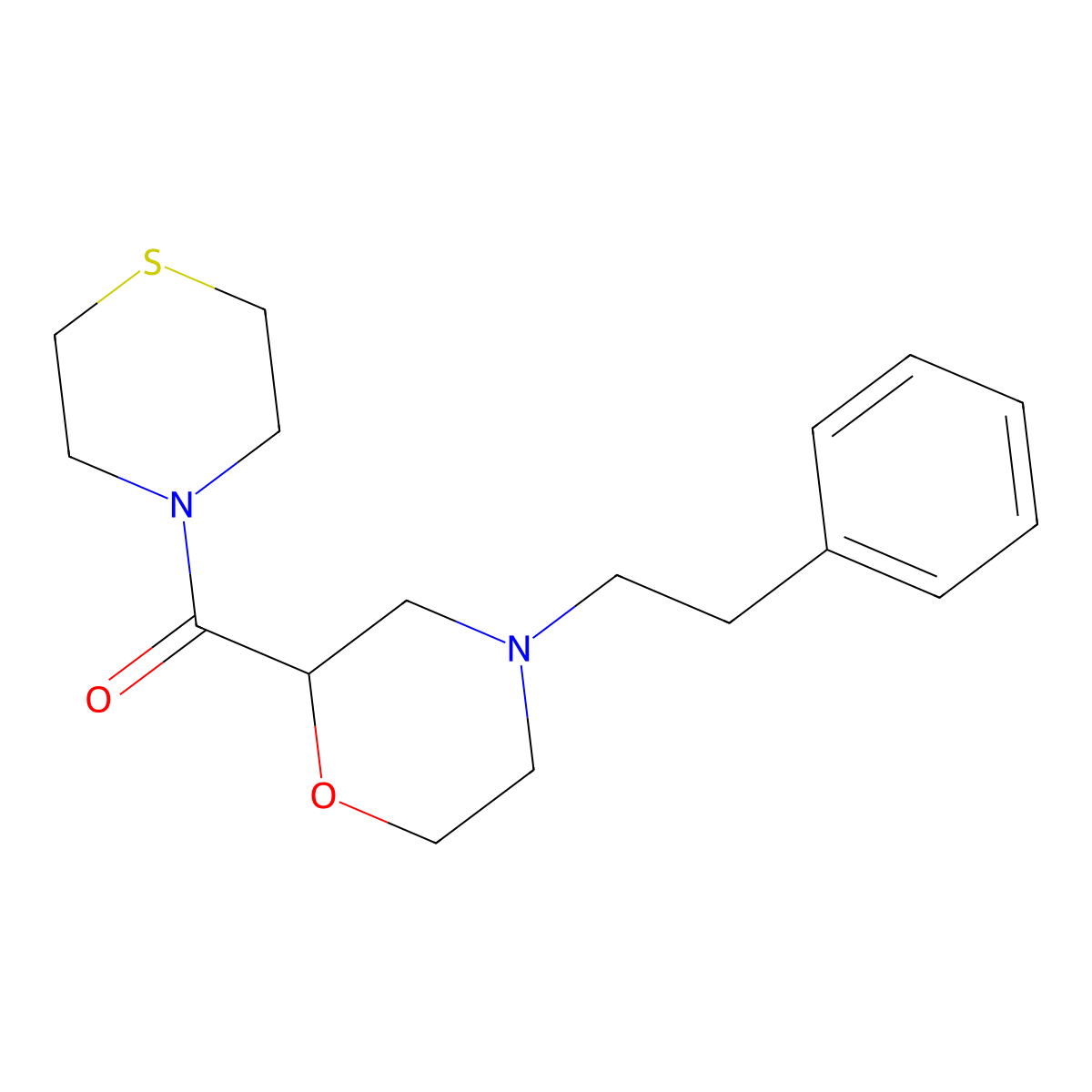 4-(2-Phenylethyl)-2-(thiomorpholine-4-carbonyl)morpholine molecular structure, CAS 2415602-00-3