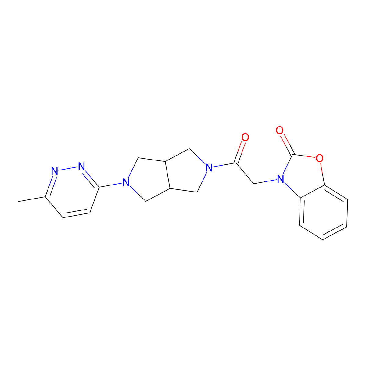 3-{2-[5-(6-Methylpyridazin-3-yl)-octahydropyrrolo[3,4-c]pyrrol-2-yl]-2-oxoethyl}-2,3-dihydro-1,3-benzoxazol-2-one molecular structure, CAS 2415602-02-5