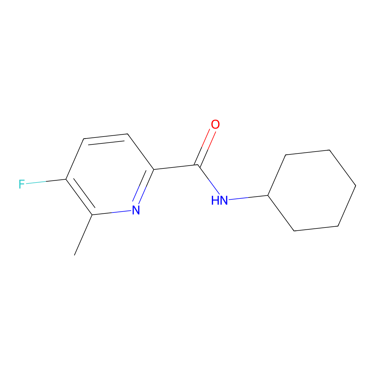 N-cyclohexyl-5-fluoro-6-methylpyridine-2-carboxamide molecular structure, CAS 2415602-06-9
