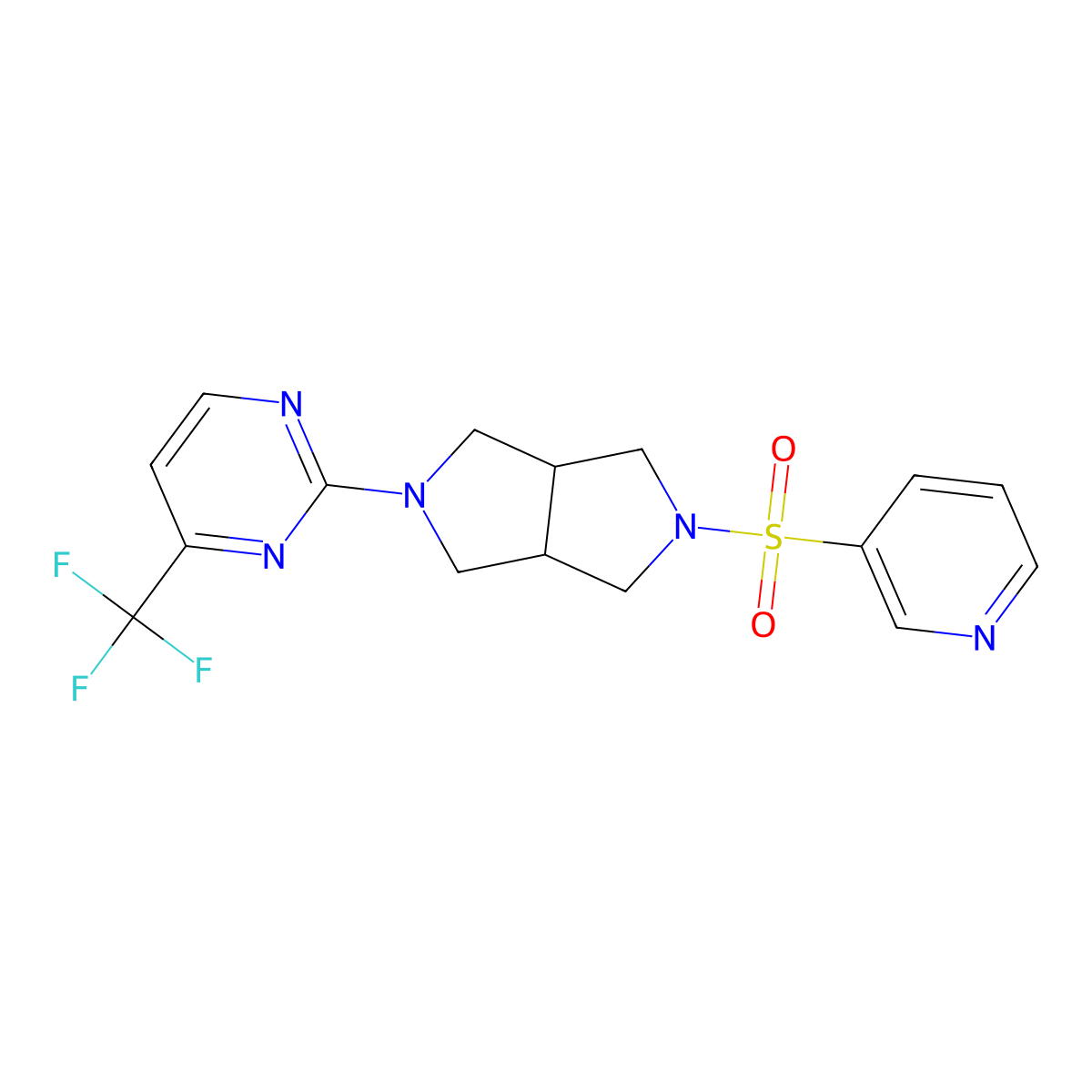 2-[5-(Pyridine-3-sulfonyl)-octahydropyrrolo[3,4-c]pyrrol-2-yl]-4-(trifluoromethyl)pyrimidine molecular structure, CAS 2415602-08-1