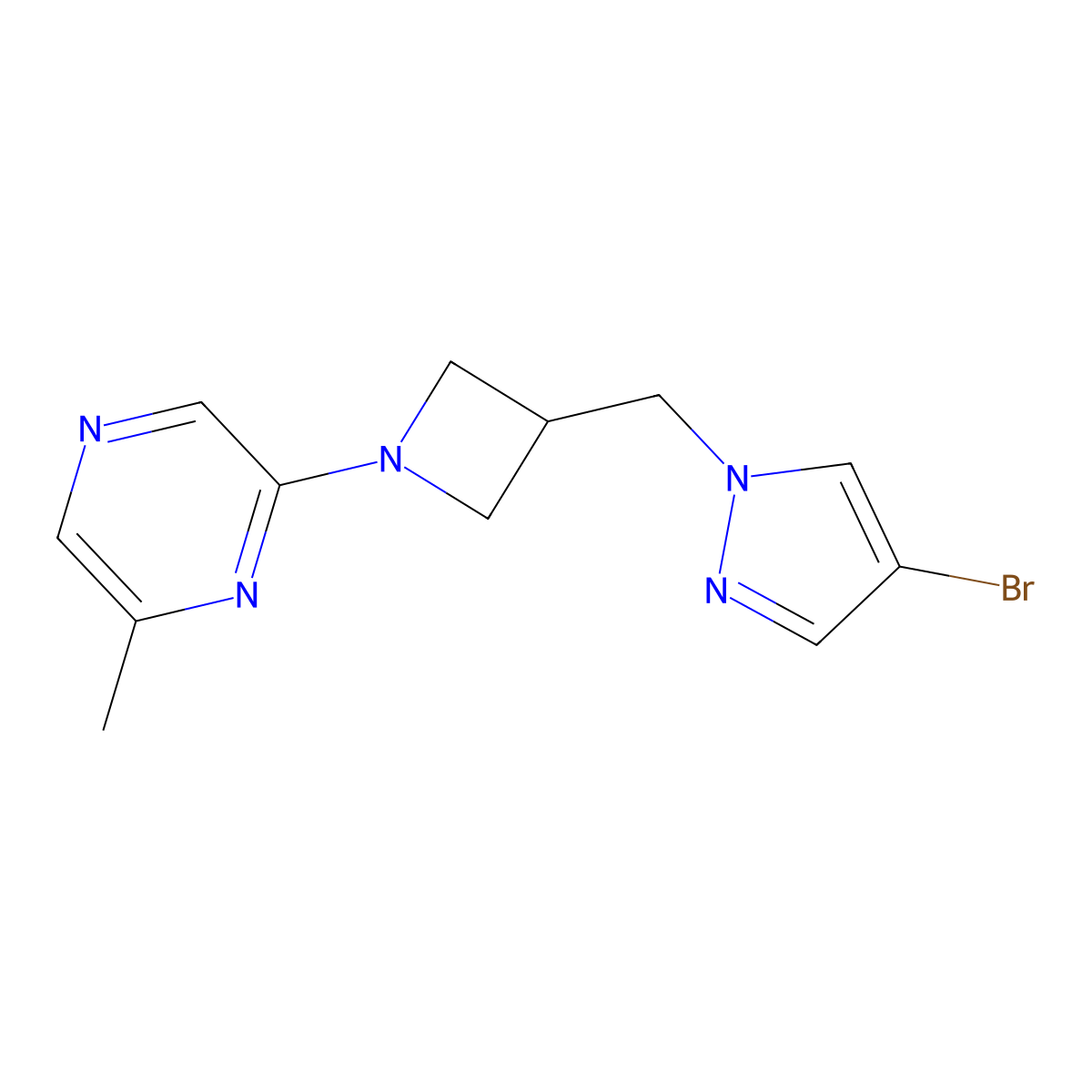 2-{3-[(4-bromo-1H-pyrazol-1-yl)methyl]azetidin-1-yl}-6-methylpyrazine molecular structure, CAS 2415602-13-8