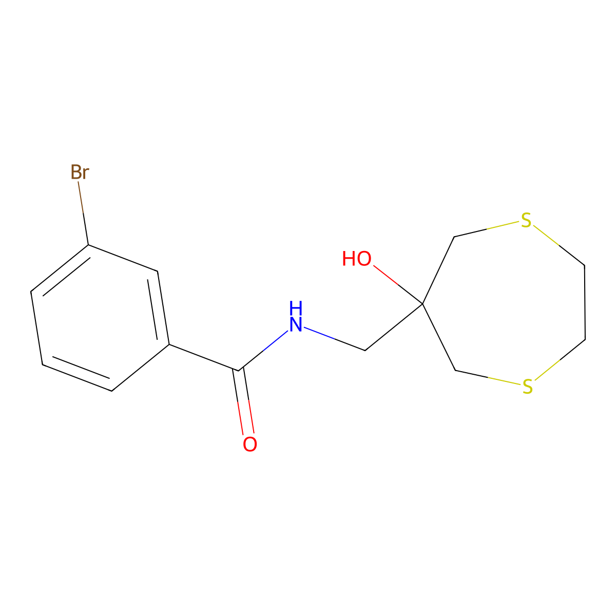 3-Bromo-N-[(6-hydroxy-1,4-dithiepan-6-yl)methyl]benzamide molecular structure, CAS 2415602-19-4
