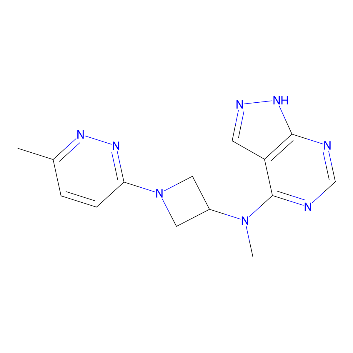 N-methyl-1-(6-methylpyridazin-3-yl)-N-{1H-pyrazolo[3,4-d]pyrimidin-4-yl}azetidin-3-amine molecular structure, CAS 2415602-20-7