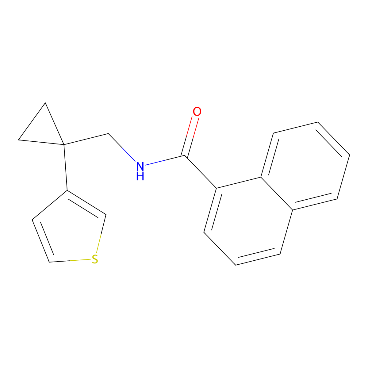 N-{[1-(thiophen-3-yl)cyclopropyl]methyl}naphthalene-1-carboxamide molecular structure, CAS 2415602-24-1