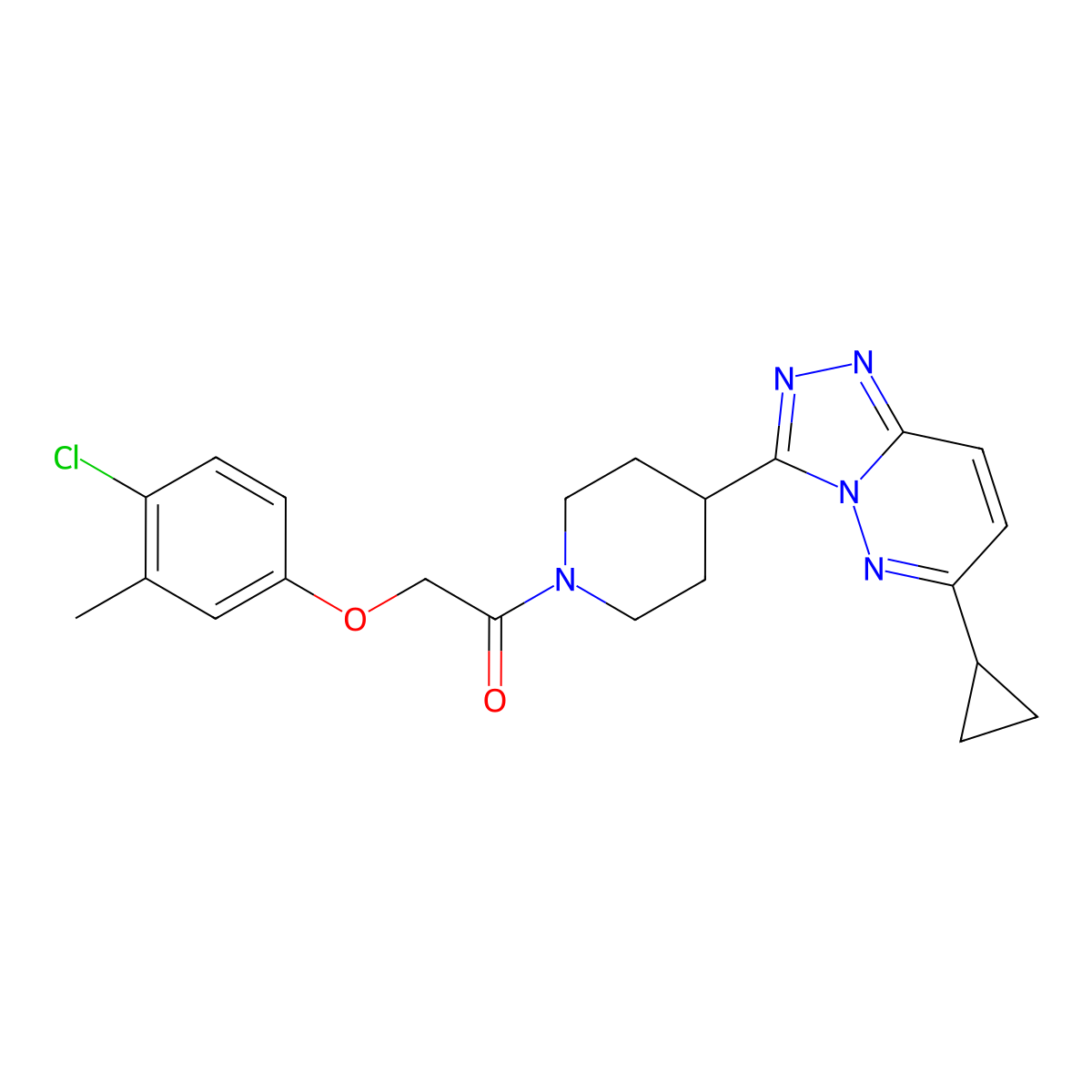 2-(4-Chloro-3-methylphenoxy)-1-(4-{6-cyclopropyl-[1,2,4]triazolo[4,3-b]pyridazin-3-yl}piperidin-1-yl)ethan-1-one molecular structure, CAS 2415602-29-6