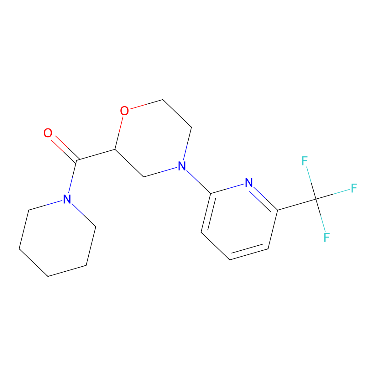 2-(Piperidine-1-carbonyl)-4-[6-(trifluoromethyl)pyridin-2-yl]morpholine molecular structure, CAS 2415602-30-9