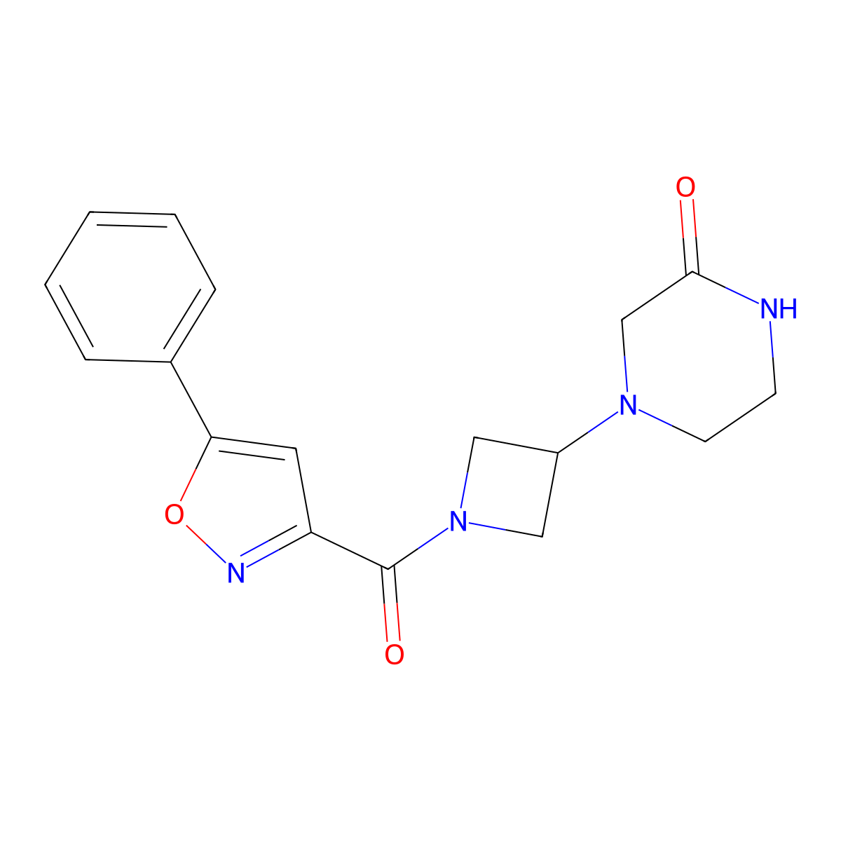 4-[1-(5-Phenyl-1,2-oxazole-3-carbonyl)azetidin-3-yl]piperazin-2-one molecular structure, CAS 2415602-32-1