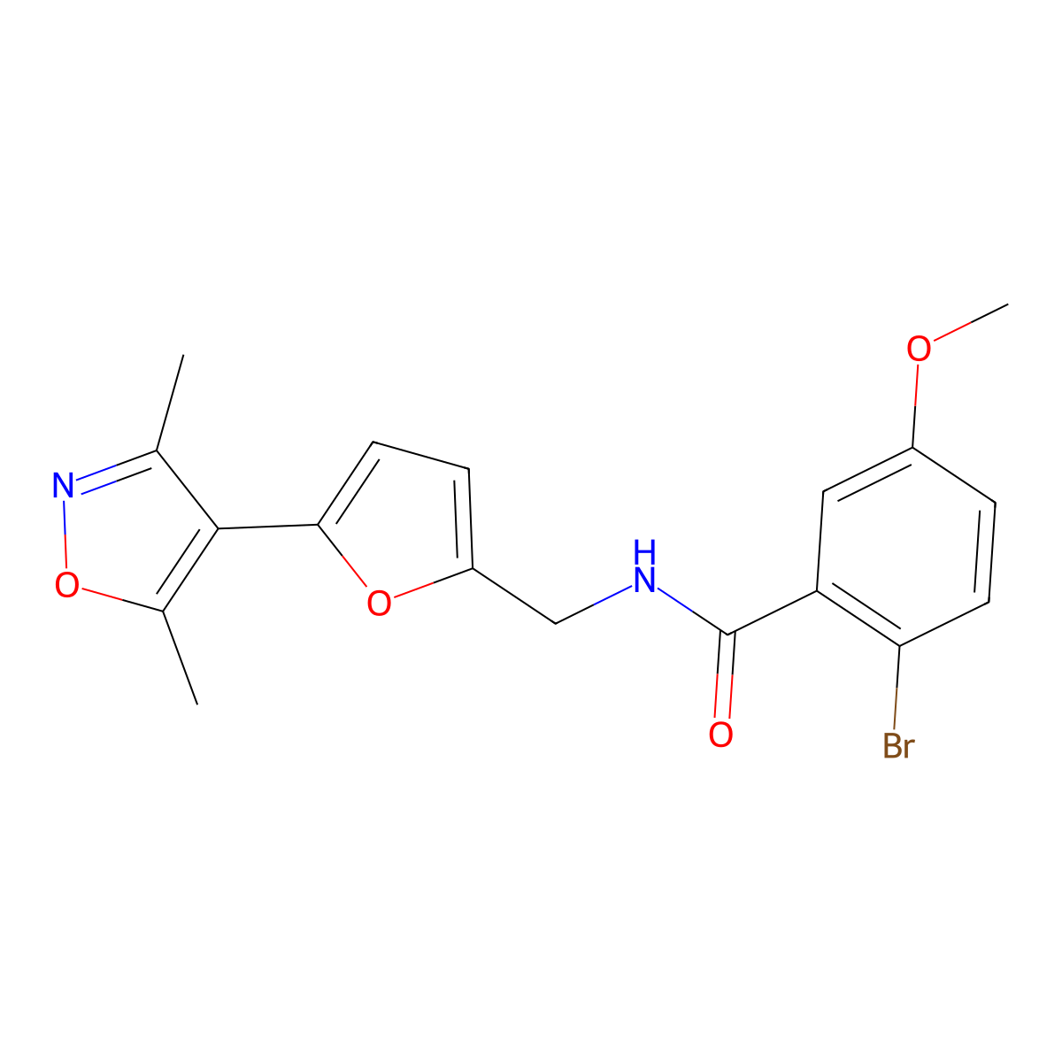 2-bromo-N-{[5-(3,5-dimethyl-1,2-oxazol-4-yl)furan-2-yl]methyl}-5-methoxybenzamide molecular structure, CAS 2415602-33-2