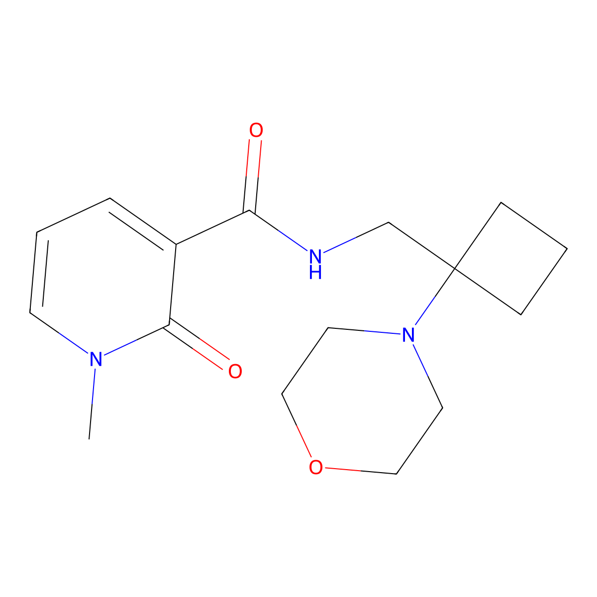 1-methyl-N-{[1-(morpholin-4-yl)cyclobutyl]methyl}-2-oxo-1,2-dihydropyridine-3-carboxamide molecular structure, CAS 2415602-37-6