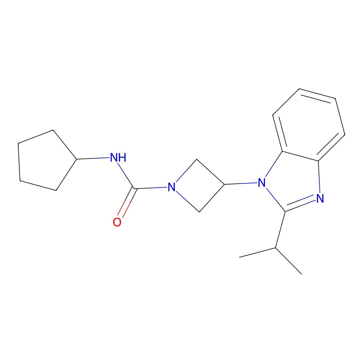 N-cyclopentyl-3-[2-(propan-2-yl)-1H-1,3-benzodiazol-1-yl]azetidine-1-carboxamide molecular structure, CAS 2415602-38-7