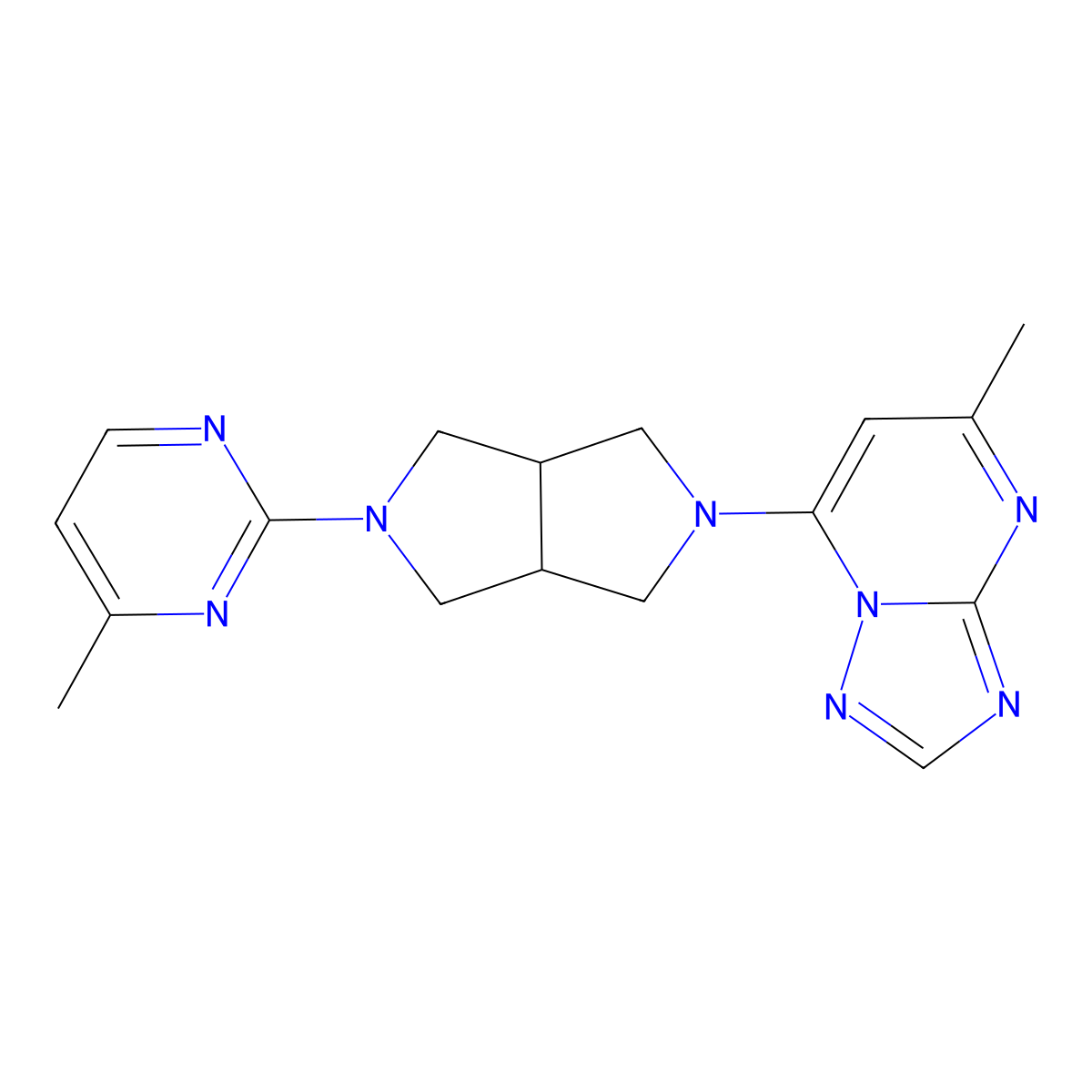 4-Methyl-2-(5-{5-methyl-[1,2,4]triazolo[1,5-a]pyrimidin-7-yl}-octahydropyrrolo[3,4-c]pyrrol-2-yl)pyrimidine molecular structure, CAS 2415602-45-6