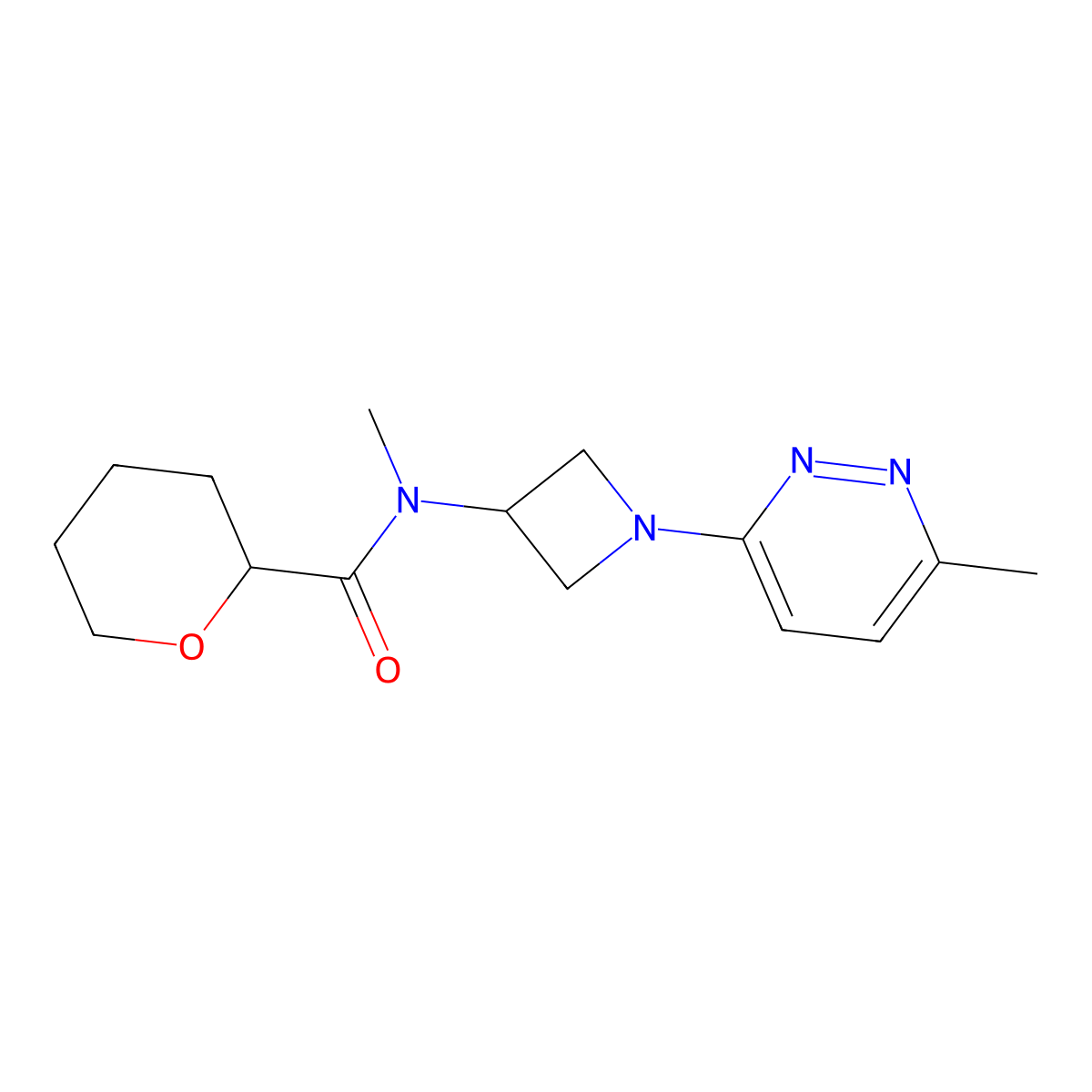 N-methyl-N-[1-(6-methylpyridazin-3-yl)azetidin-3-yl]oxane-2-carboxamide molecular structure, CAS 2415602-49-0