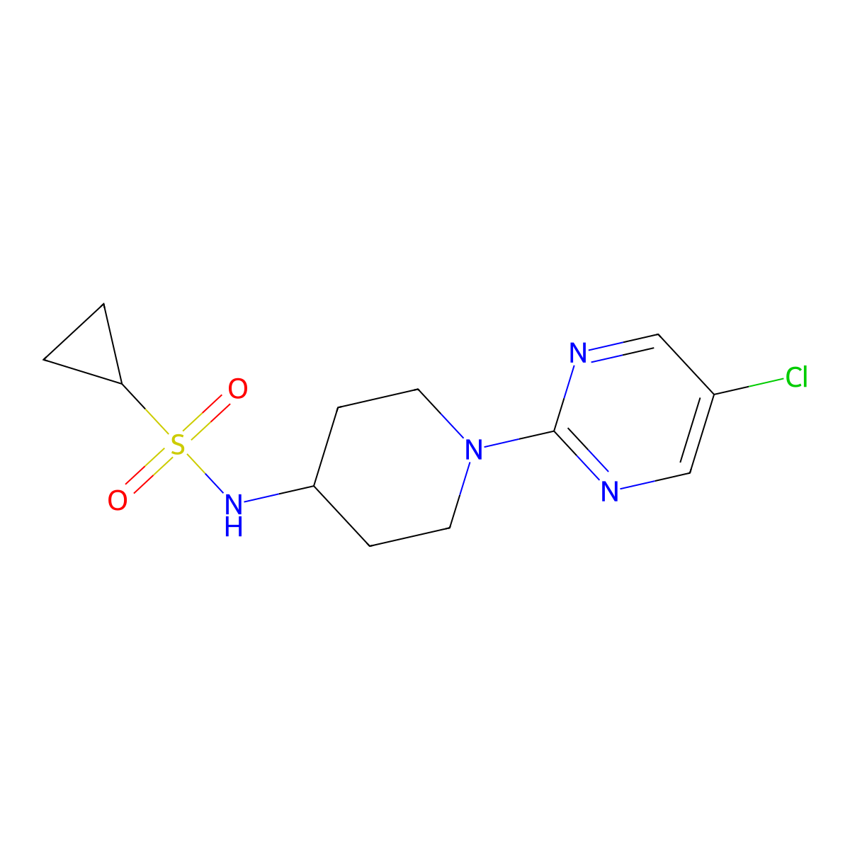 N-[1-(5-Chloropyrimidin-2-yl)piperidin-4-yl]cyclopropanesulfonamide molecular structure, CAS 2415602-53-6