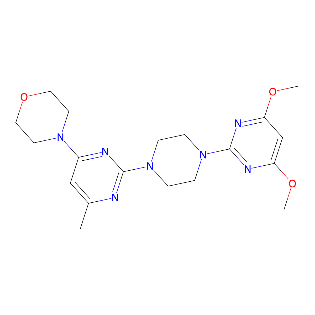 4-{2-[4-(4,6-Dimethoxypyrimidin-2-yl)piperazin-1-yl]-6-methylpyrimidin-4-yl}morpholine molecular structure, CAS 2415602-56-9