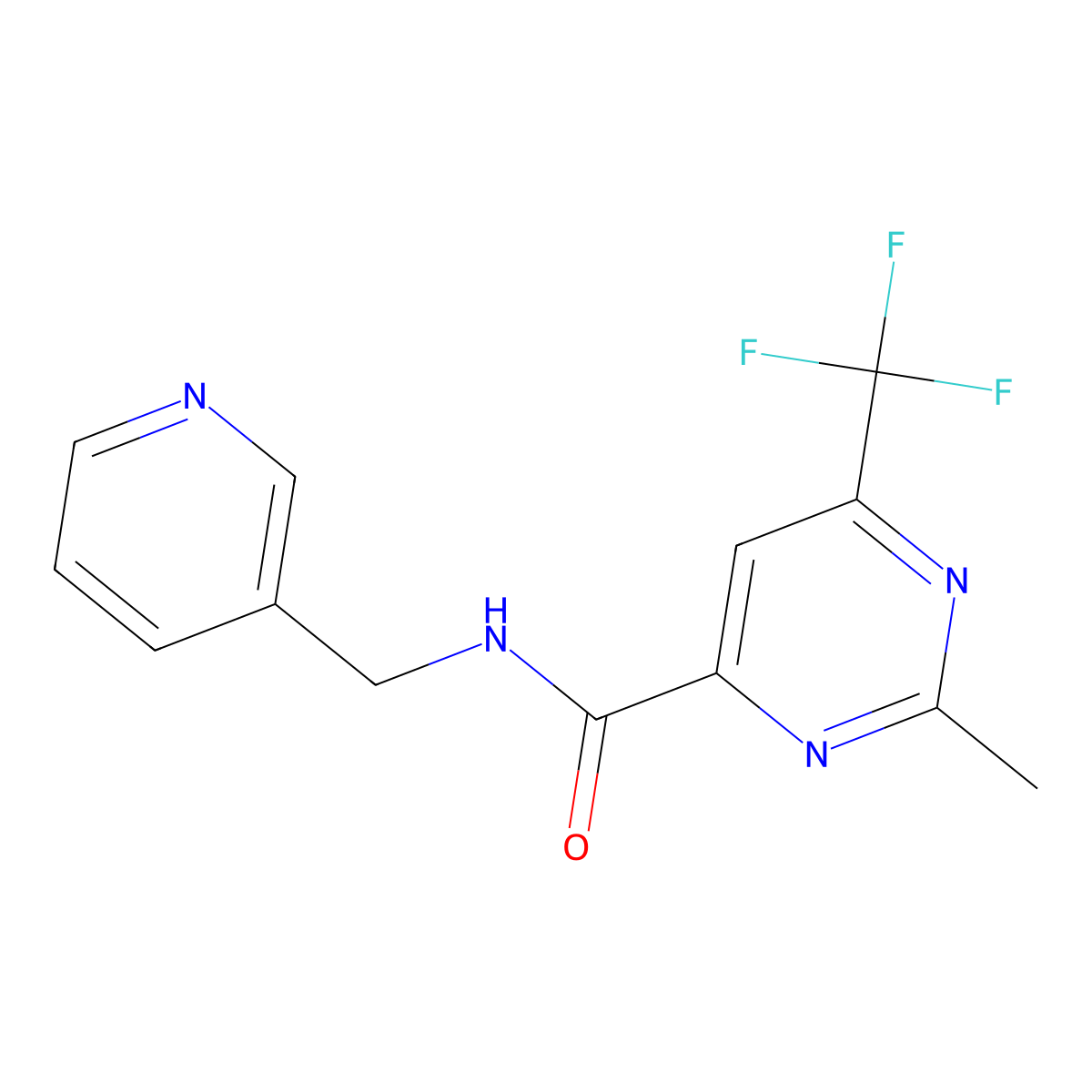 2-methyl-N-[(pyridin-3-yl)methyl]-6-(trifluoromethyl)pyrimidine-4-carboxamide molecular structure, CAS 2415602-62-7