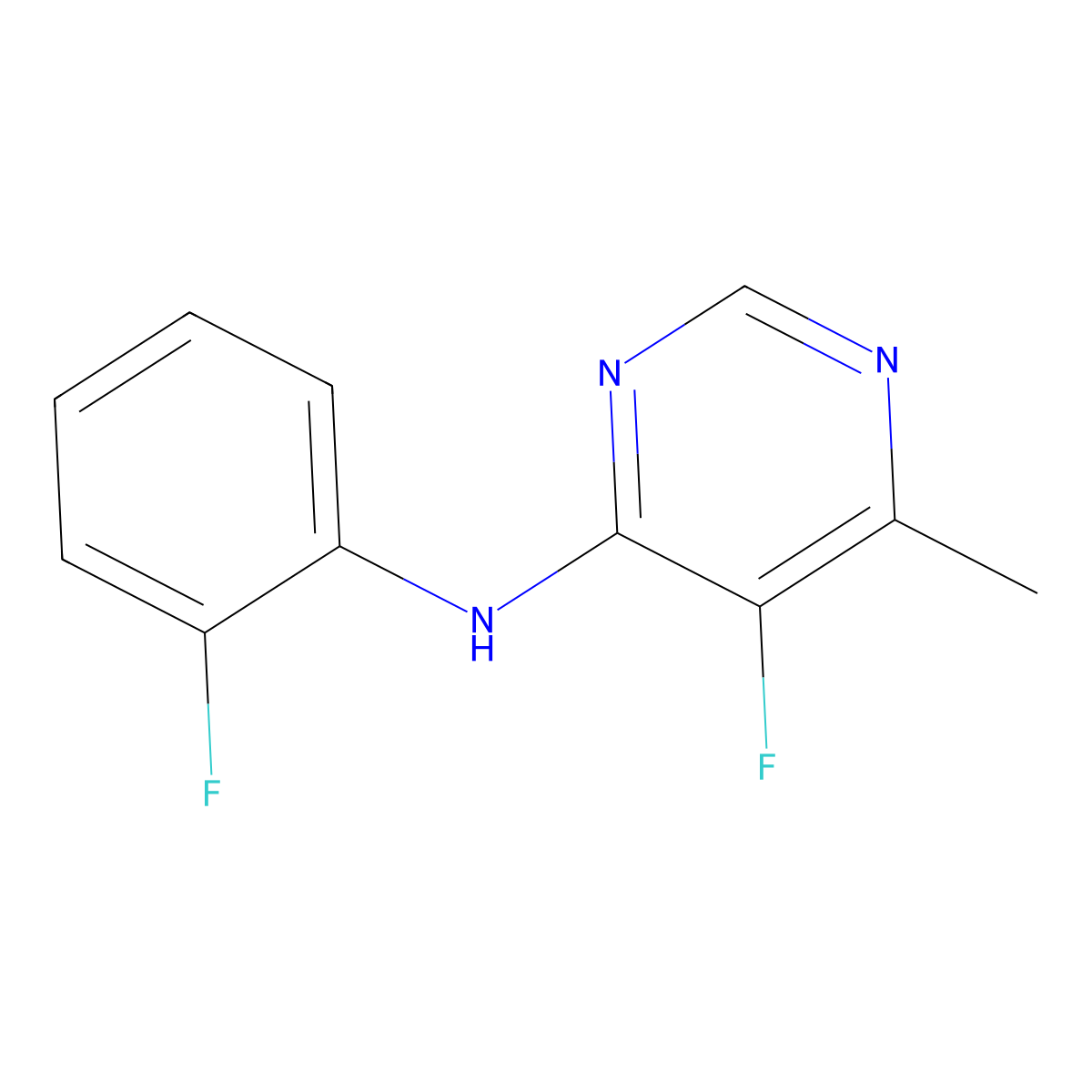5-Fluoro-N-(2-fluorophenyl)-6-methylpyrimidin-4-amine molecular structure, CAS 2415602-65-0
