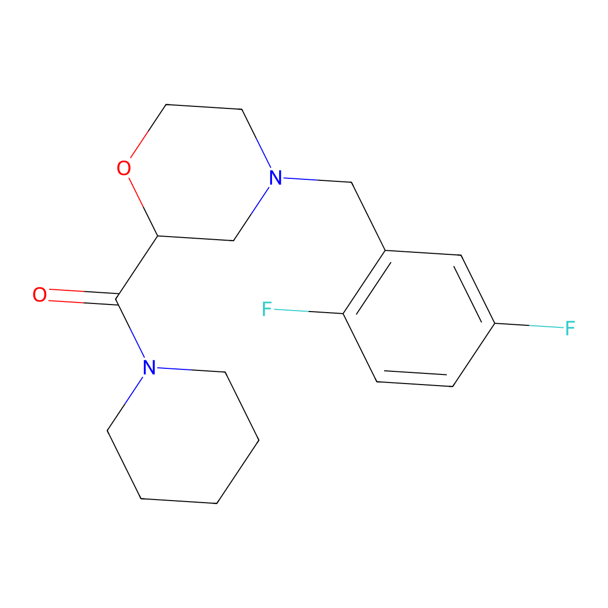 4-[(2,5-Difluorophenyl)methyl]-2-(piperidine-1-carbonyl)morpholine molecular structure, CAS 2415602-66-1