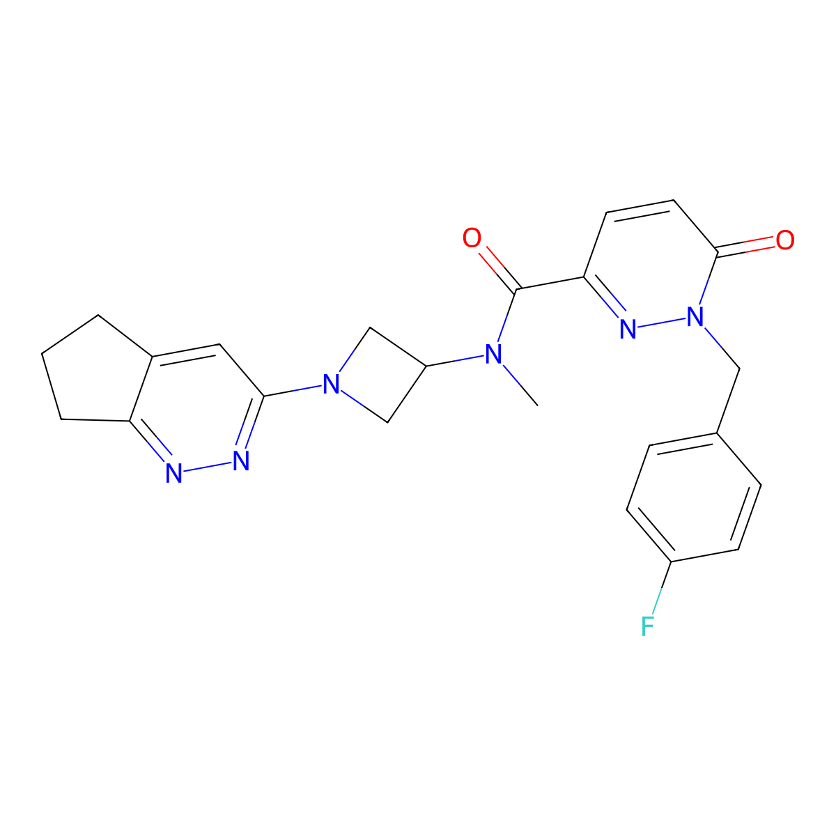 N-(1-{5H,6H,7H-cyclopenta[c]pyridazin-3-yl}azetidin-3-yl)-1-[(4-fluorophenyl)methyl]-N-methyl-6-oxo-1,6-dihydropyridazine-3-carboxamide molecular structure, CAS 2415602-70-7