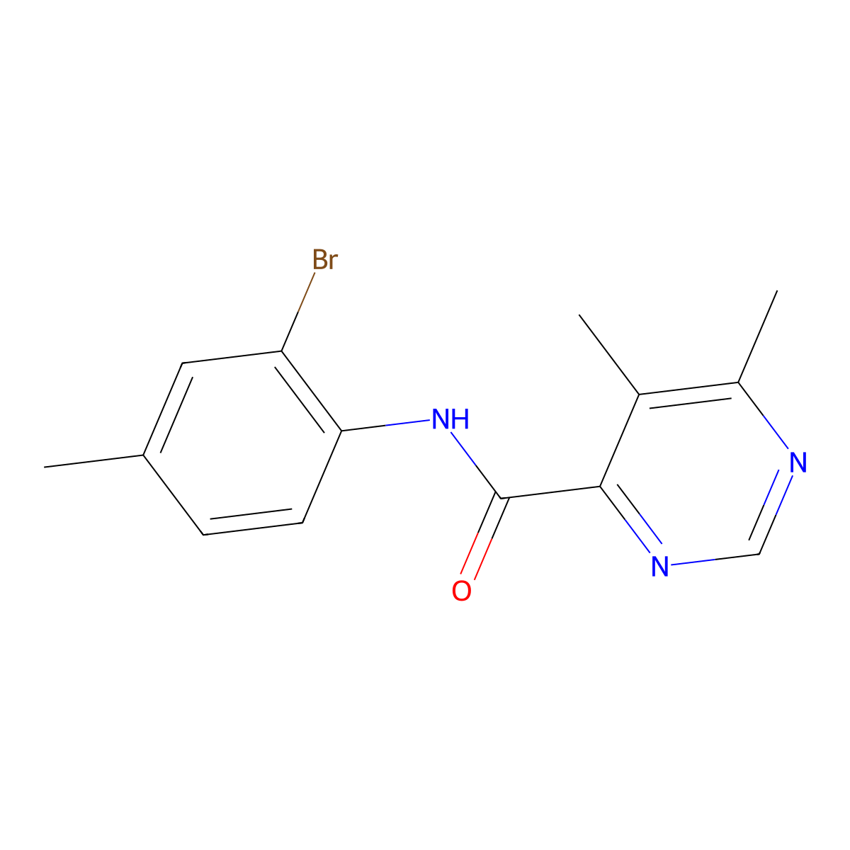 N-(2-bromo-4-methylphenyl)-5,6-dimethylpyrimidine-4-carboxamide molecular structure, CAS 2415602-75-2