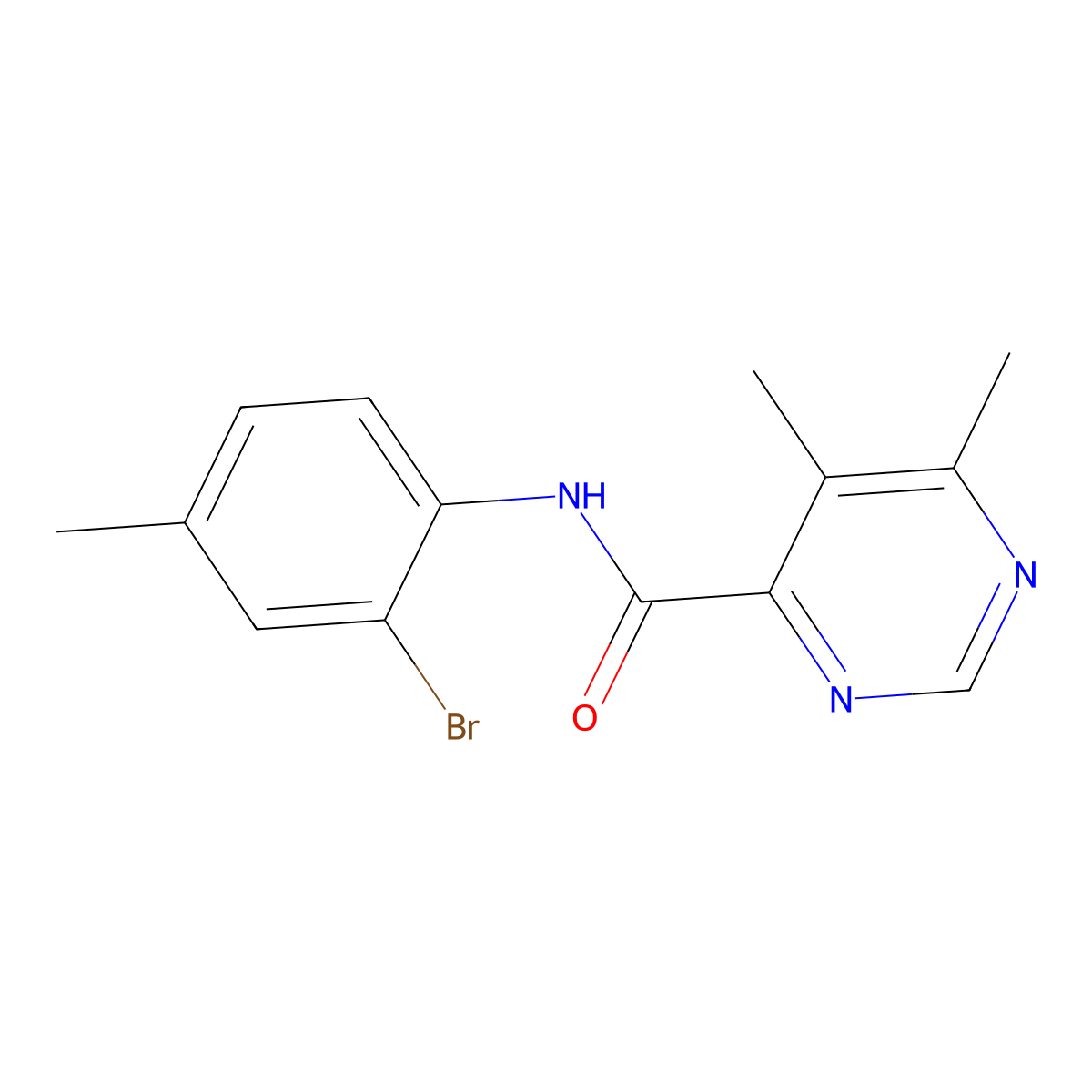 N-(2-bromo-4-methylphenyl)-5,6-dimethylpyrimidine-4-carboxamide molecular structure, CAS 2415602-75-2