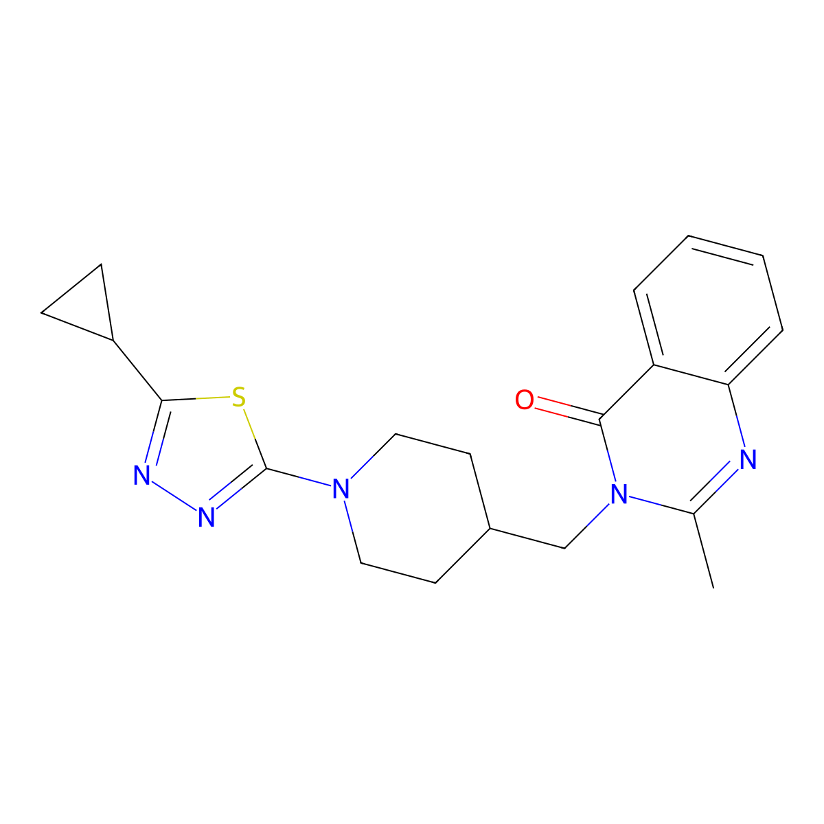 3-{[1-(5-Cyclopropyl-1,3,4-thiadiazol-2-yl)piperidin-4-yl]methyl}-2-methyl-3,4-dihydroquinazolin-4-one molecular structure, CAS 2415602-80-9