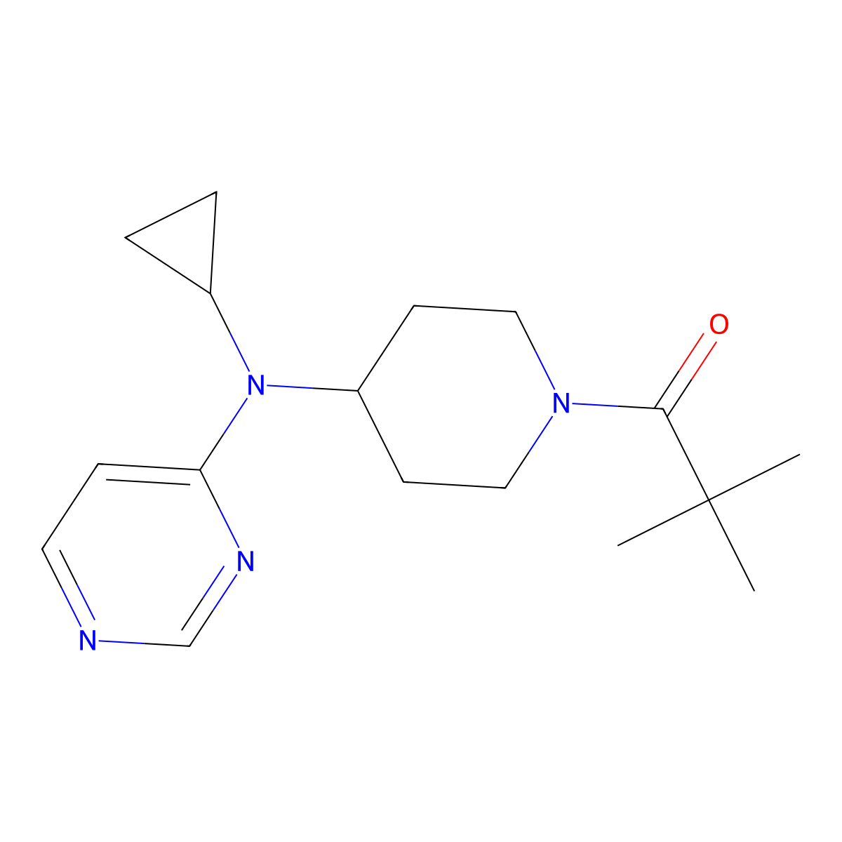 1-{4-[Cyclopropyl(pyrimidin-4-yl)amino]piperidin-1-yl}-2,2-dimethylpropan-1-one molecular structure, CAS 2415602-81-0